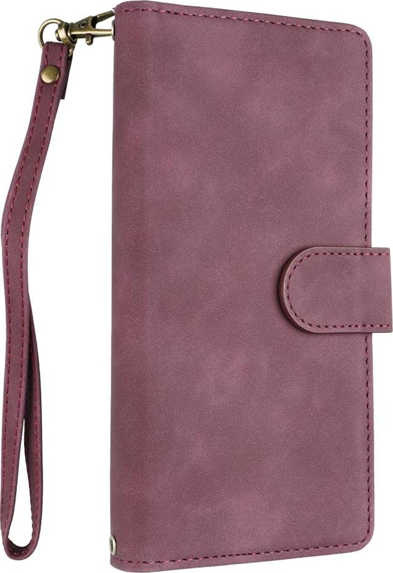 Premium caseroxx Handy-Portemonnaie für Samsung Galaxy A55 5G, Velours-Kunstleder, 6 Kartenfächer, Großes Münzfach mit Reißverschluss, Halterung, Magnetschlaufe, Anhängeschlaufe mit Karabiner Bild 2