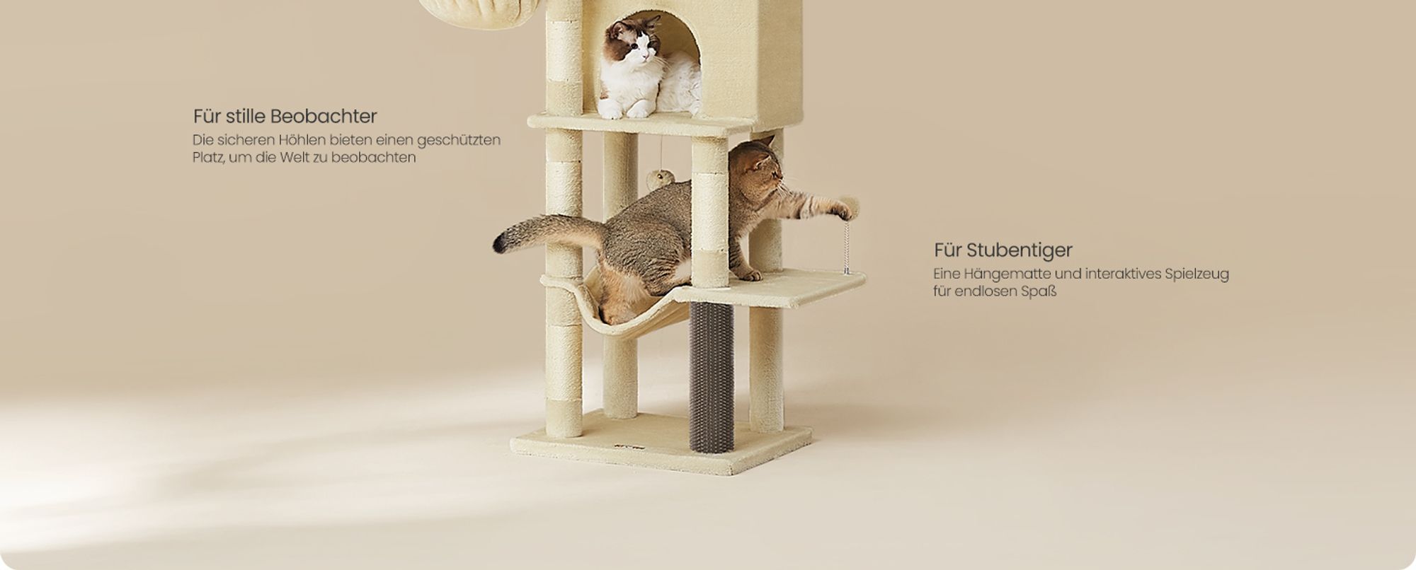 Feandrea Kratzbaum groß, XL, mehrstöckiger Katzenbaum mit Höhlen und Liegemulden