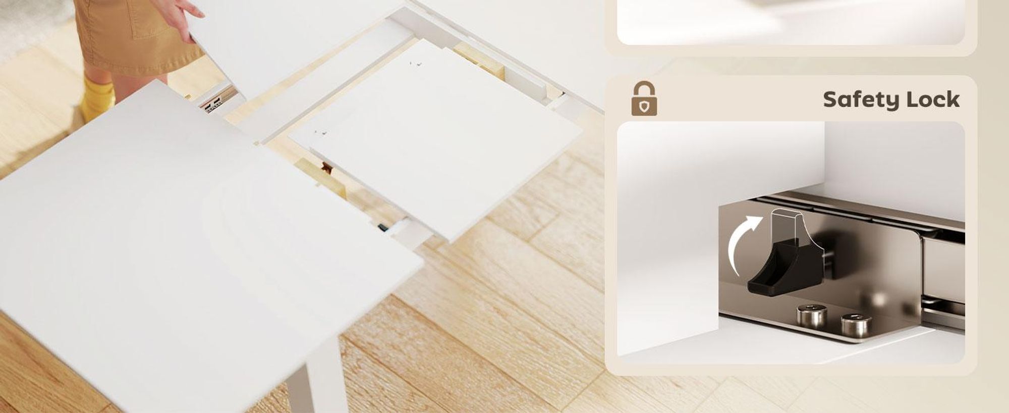 Rozkładany stół jadalny HOMCOM 120–160 x 80 cm, stół kuchenny dla 4–6 osób, biały