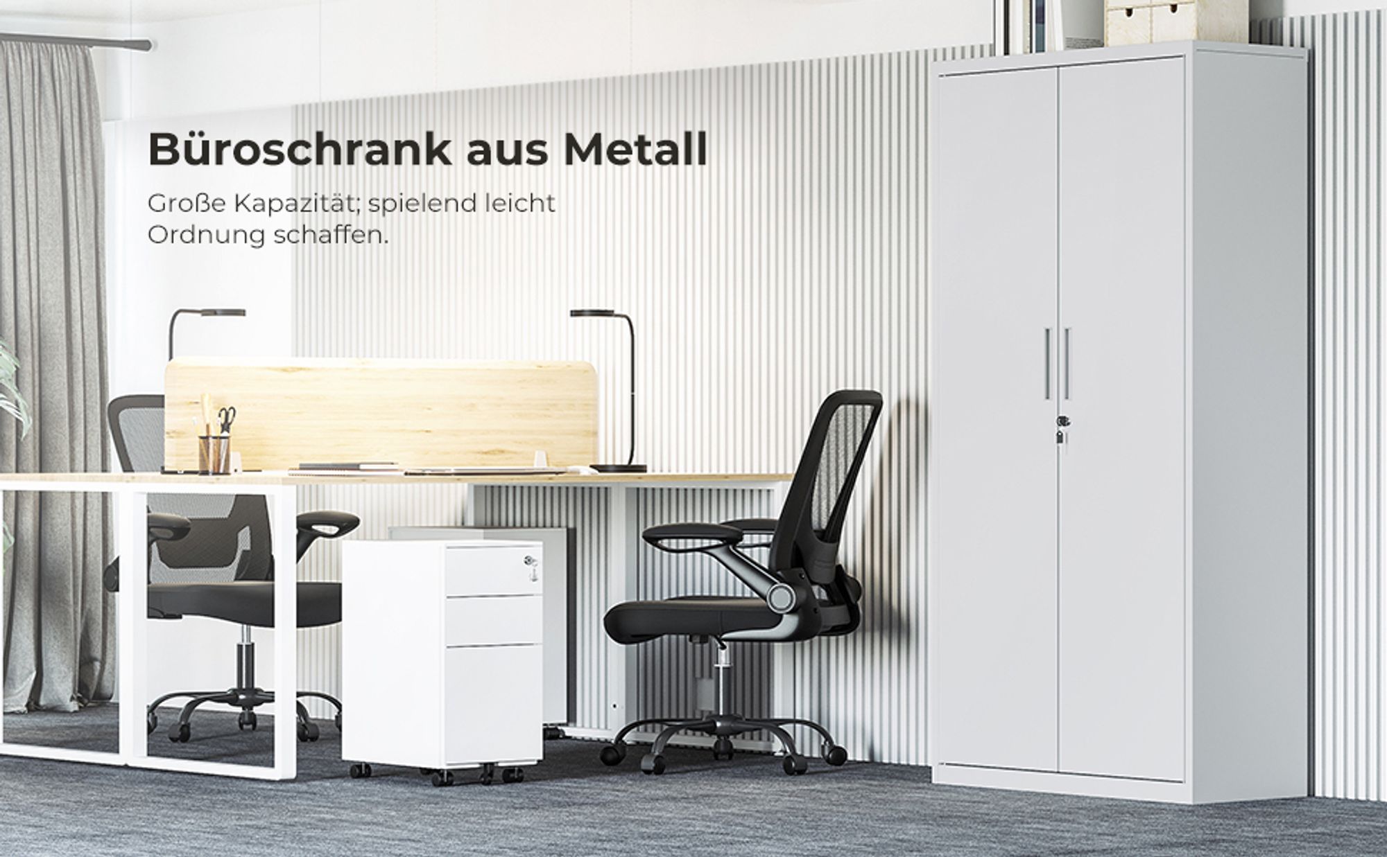 SONGMICS Aktenschrank mit 2 Türen, Büroschrank Office , Aufbewahrungsschrank aus Stahl, Metallschrank abschließbar 5 Ebenen, für Garage, Arbeitszimmer, stabil, grau OMC015G01