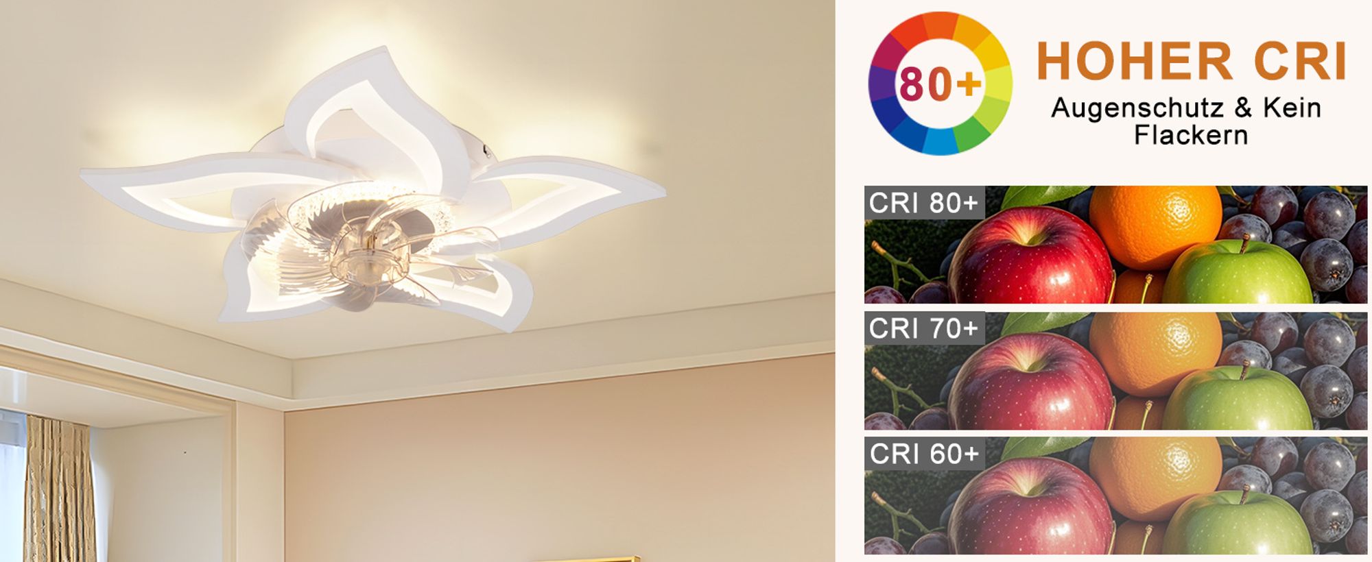 ZMH LED Deckenventilator Mit Beleuchtung Modern Deckenleuchte mit Ventilator Leise 48W Fernbedienung Dimmbar 3 Farbtemperatur 6-Gang Timer Weiß Ventilator Lampe für Jugendzimmer Kinderzimmer