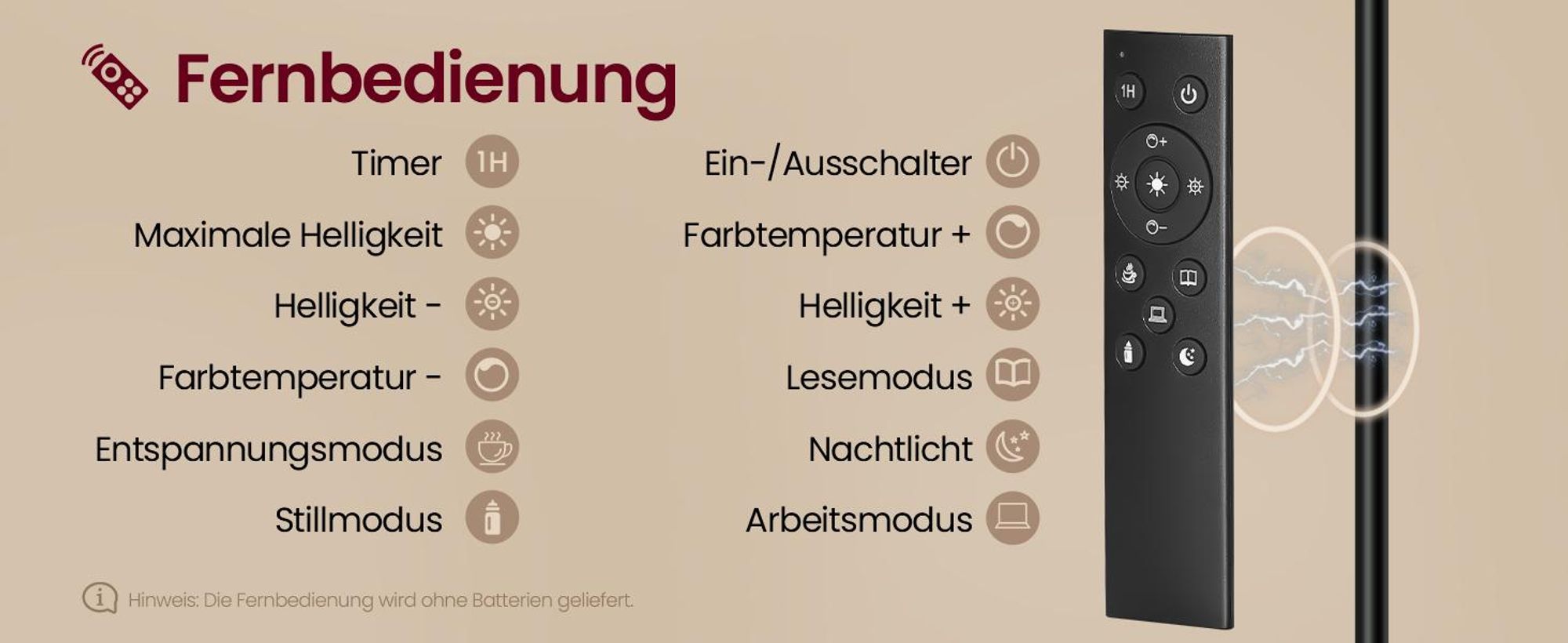 VASAGLE LED Standleuchte 30W, drehbarer Kopf, Stehlampe mit Fernbedienung, Timer, für Schlafzimmer, Memory-Funktion, schwarz