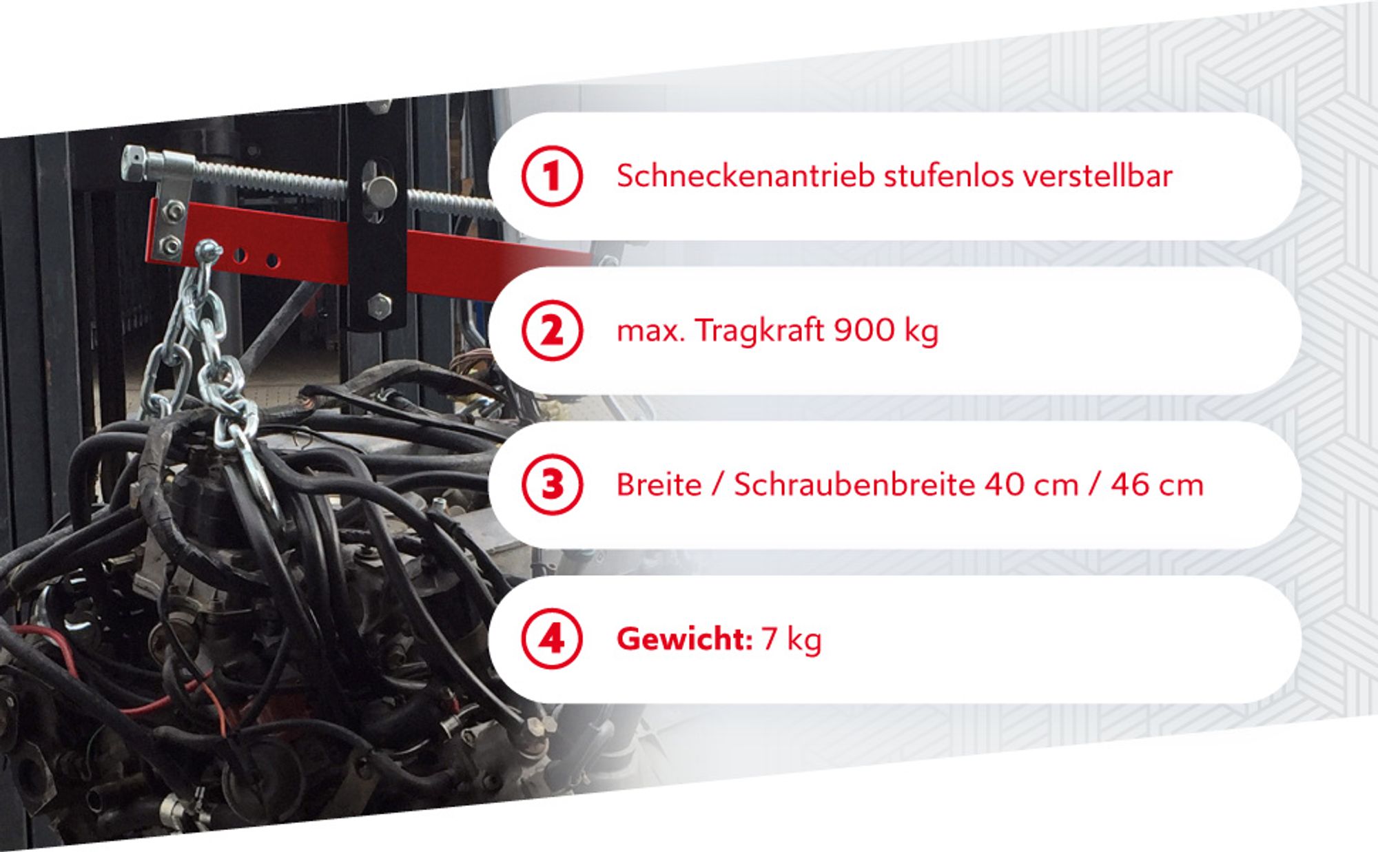Wiltec Balancierer bis zu 900kg Positionierer für Werkstattkran als Kettenzug, Seilzug mit extra großen Befestigungsaugen Motorheber