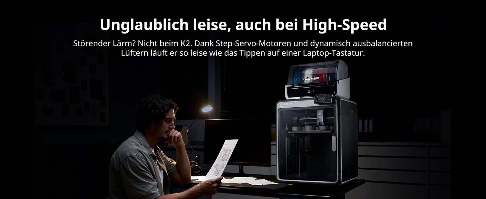Creality K2 Combo 3D-Drucker, 260×260×260 mm Bauvolumen, Multicolor-Druck mit bis zu 16 Farben, beheizter Druckraum, Dual-AI-Kameras