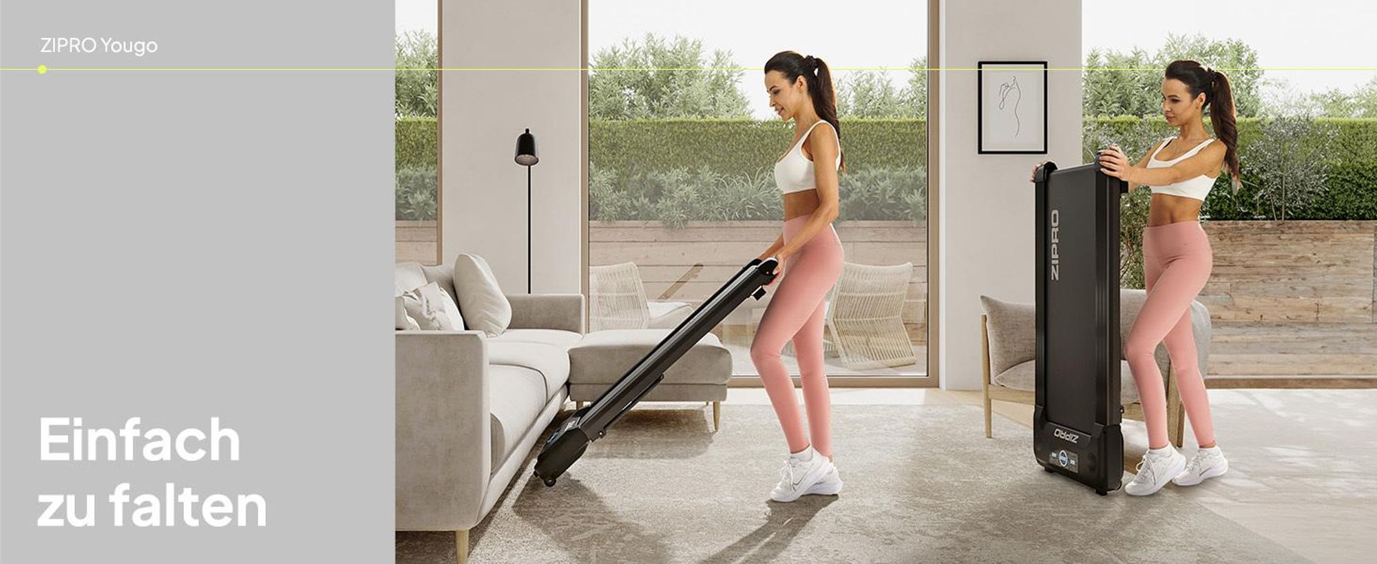 Zipro Laufband Yougo – Elektrisches Walking Pad für Home Office & Zuhause Ultra Flach für unter das Bett Fernbedienung & Bluetooth