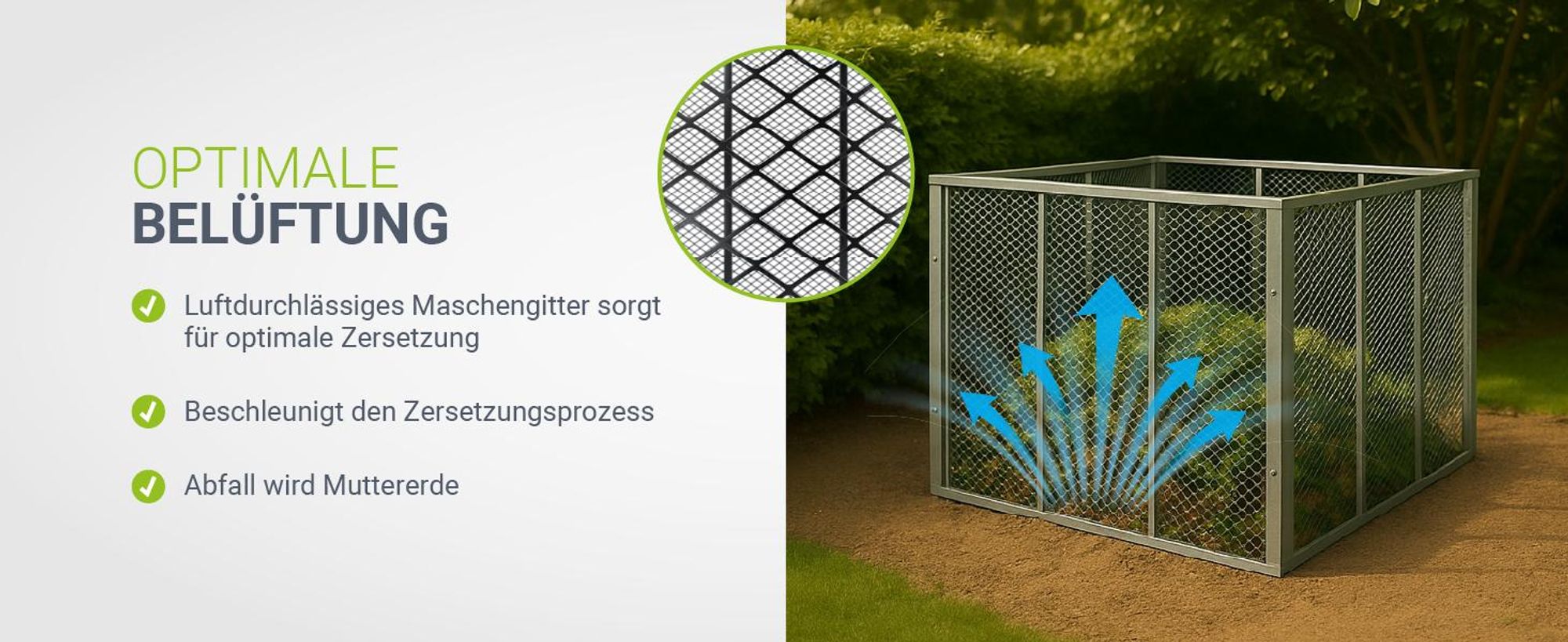 Juskys Metall Komposter 800 L, stabil, wetterfest & kompaktes Stecksystem – Silber