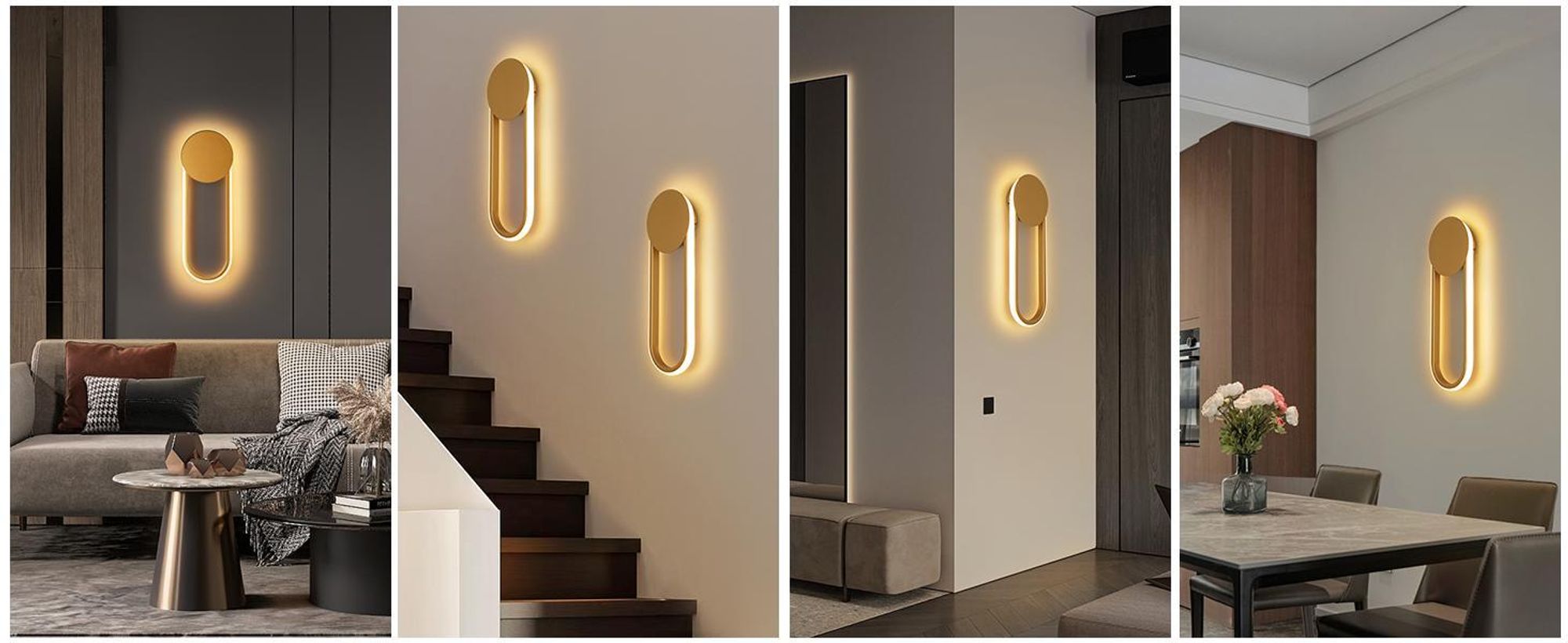 ZMH LED Wandleuchte Innen Wandlampe 12W Treppenhauslampe 41cm Gold Flurlampe Modern Design 3000K Warmweiß Minimalistische Wandbeleuchtung für Schlafzimmer Wohnzimmer Flur Treppenhaus Küche
