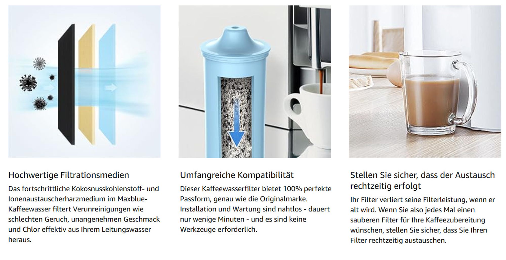 Maxblue Wasserfilter Ersatz für 71312 Blue, Kompatibel mit GIGA®, ENA®, ENA® Micro, IMPRESSA® Serie (4)
