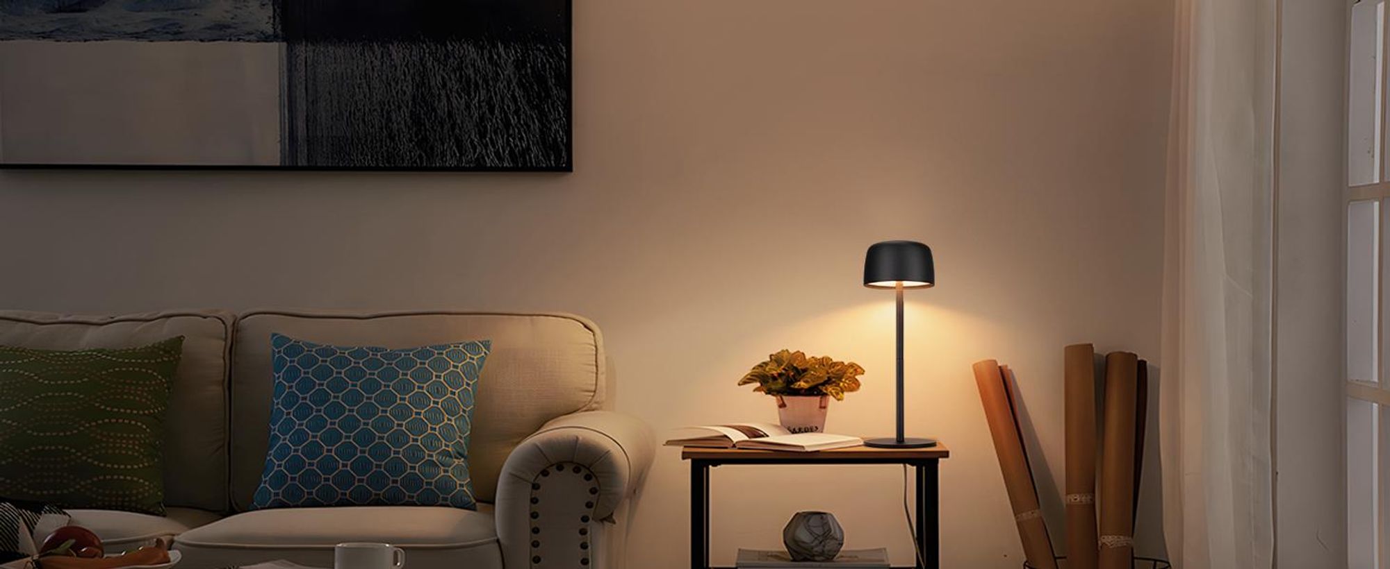 Lámpara de noche LED ZMH, lámpara de mesa inalámbrica, regulable mediante sensor táctil, con 3 temperaturas de color, altura ajustable, recargable por USB, batería integrada, resistente al agua, color negro