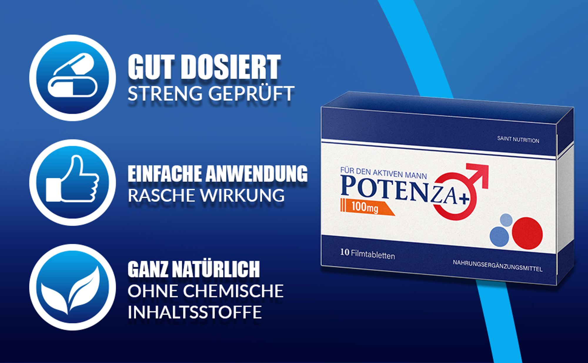 Saint Nutrition® Potenza+ – für Männer – Verzögerung der Ejakulation – mehr Spaß zu zweit – Potenz steigernd – mehr Potenz - 100mg
