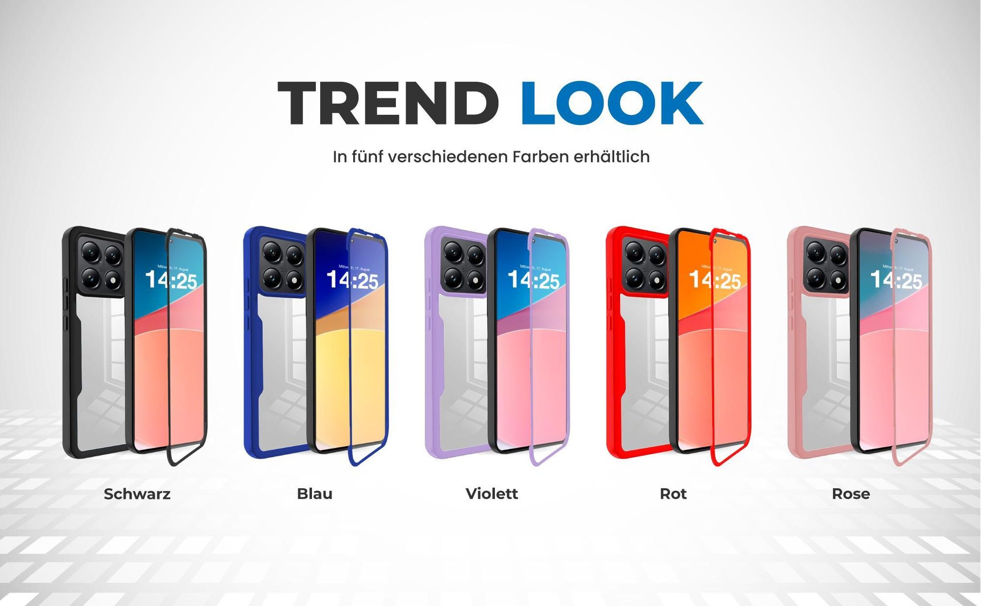 360 Grad Cover Front Back für Xiaomi 14T Pro in verschiedenen Farben