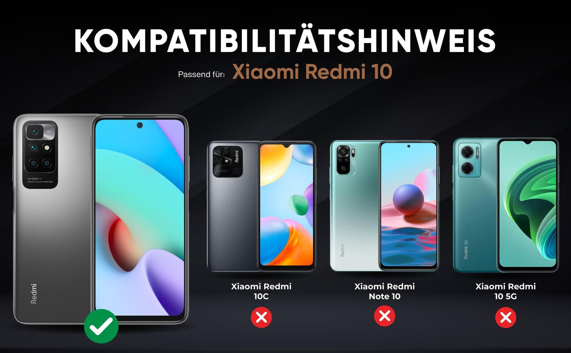 Kompatibilitätshinweise Hülle für Xiaomi Redmi 10