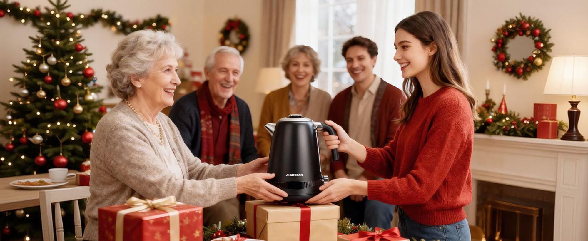 Aigostar - 1,7 Liter 2200W Digitaler Edelstahl Wasserkocher mit Temperatureinstellung 40-100℃, Schwarz