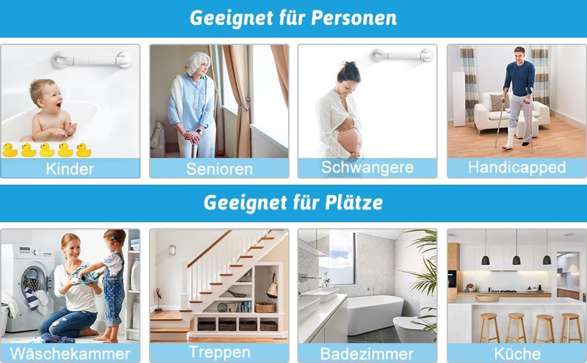 Haltegriff, Wandgriff, Wannengriff, Badewannengriff, Duschgriff, 35CM, für Senioren, Kinder, Schwangere