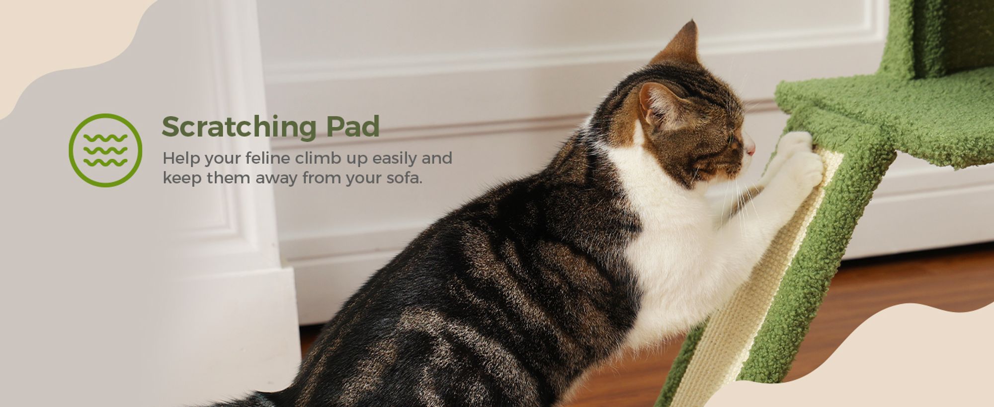 PAWZ Road Kaktus Kratzbaum, Katzenbaum vom Boden bis zur Decke, Grün