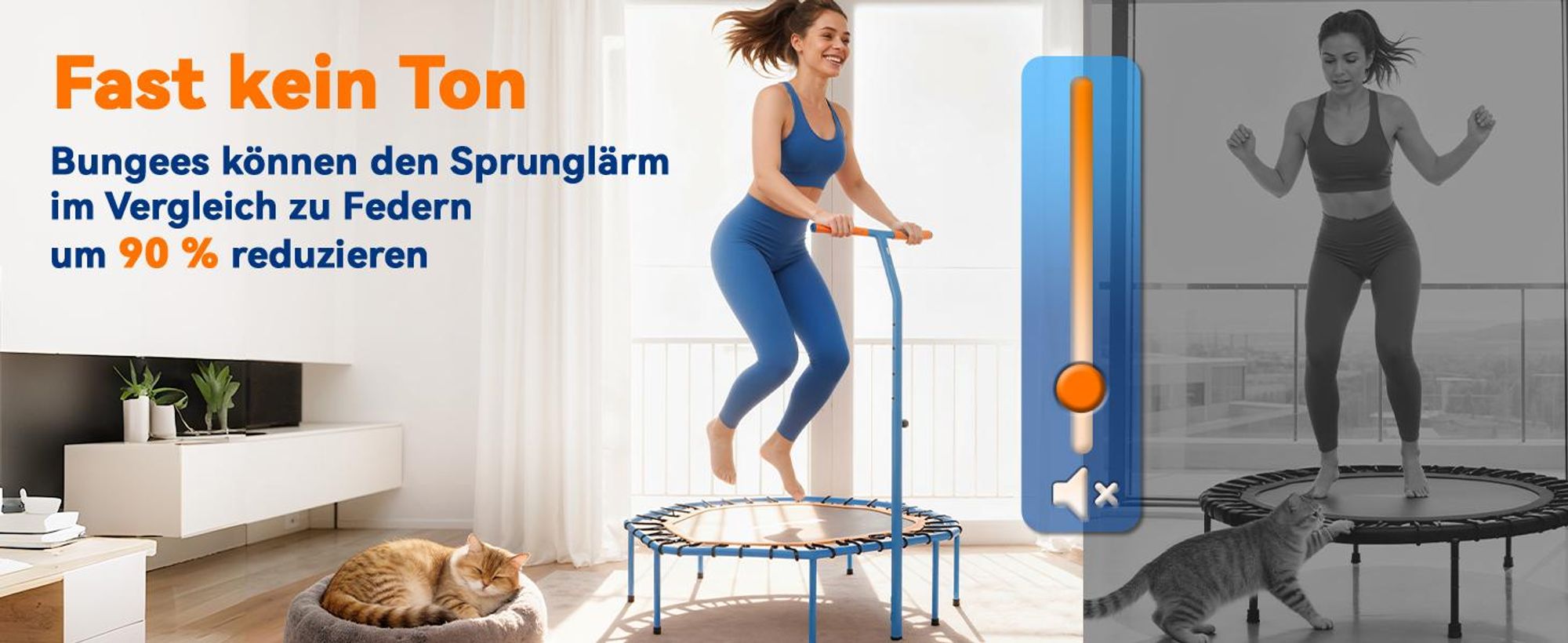 SPORTNOW Fitness Trampolin klappbar Ø128 cm Mini Trampoline mit Haltegriff