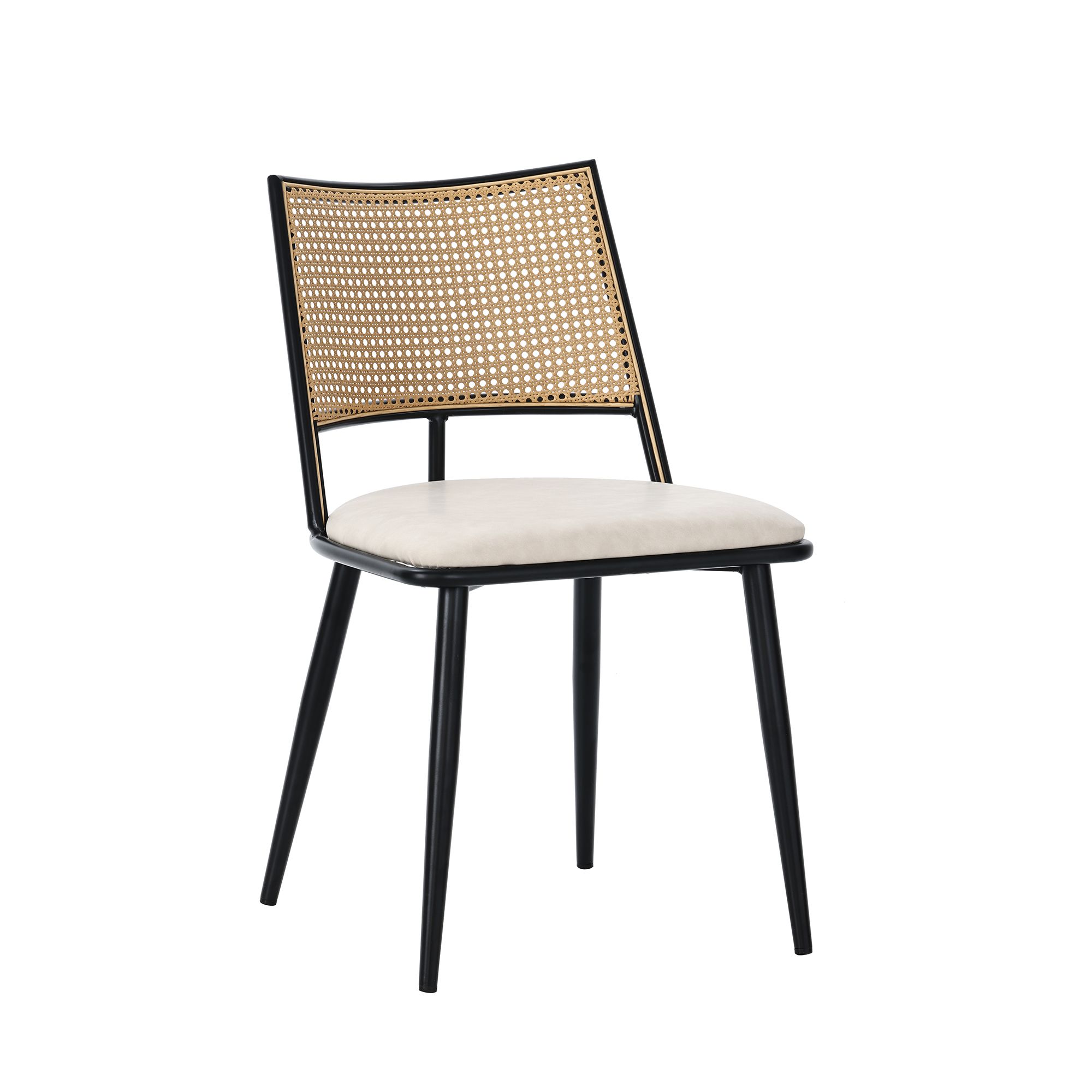 Flieks Rattan Esszimmerstühle 4er Set, Esstischstühle Küchenstühle mit Metallbeinen, Gartenstuhl Freizeitstuhl Wohnzimmerstuhl, PU, Schwarz