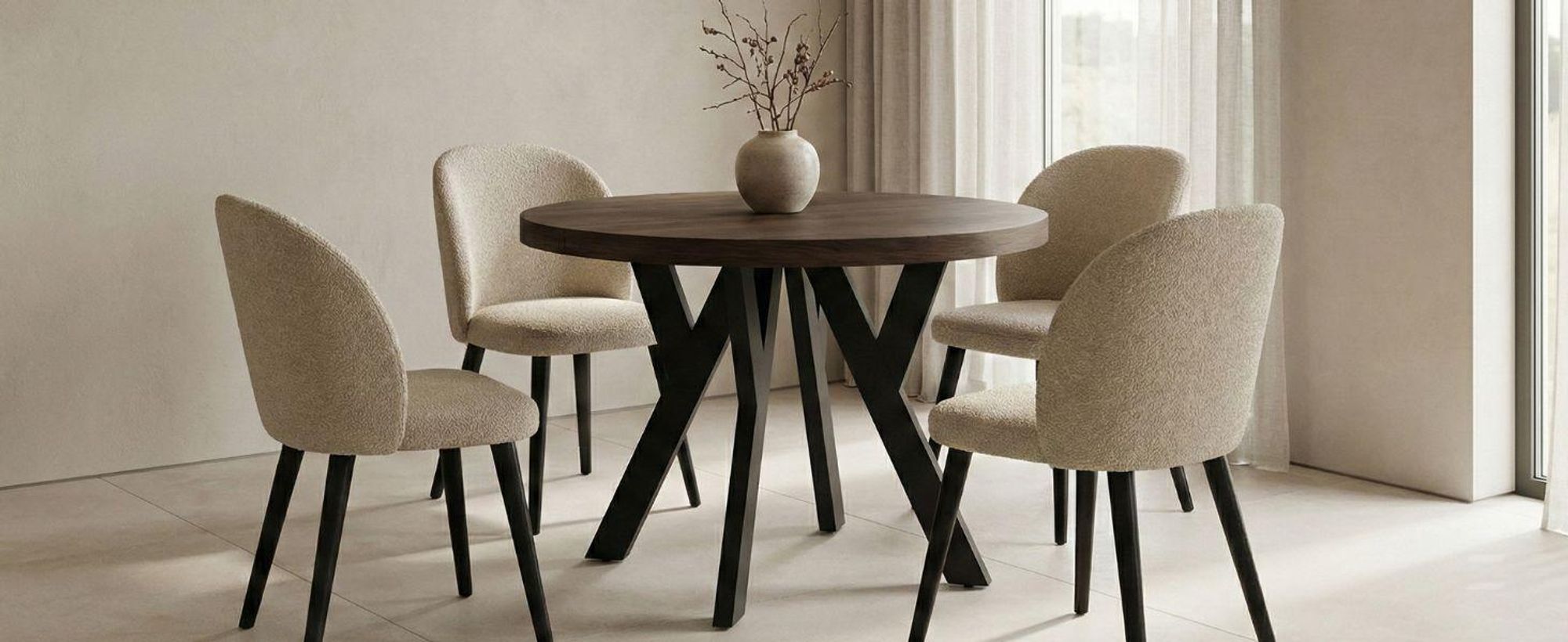 Runder Ausziehbarer Tisch für Esszimmer, PERO, Loft-Stil, Skandinavische, Durchmesser: 90 / 190 cm, Farbe: Eiche Lefkas / Schwarz