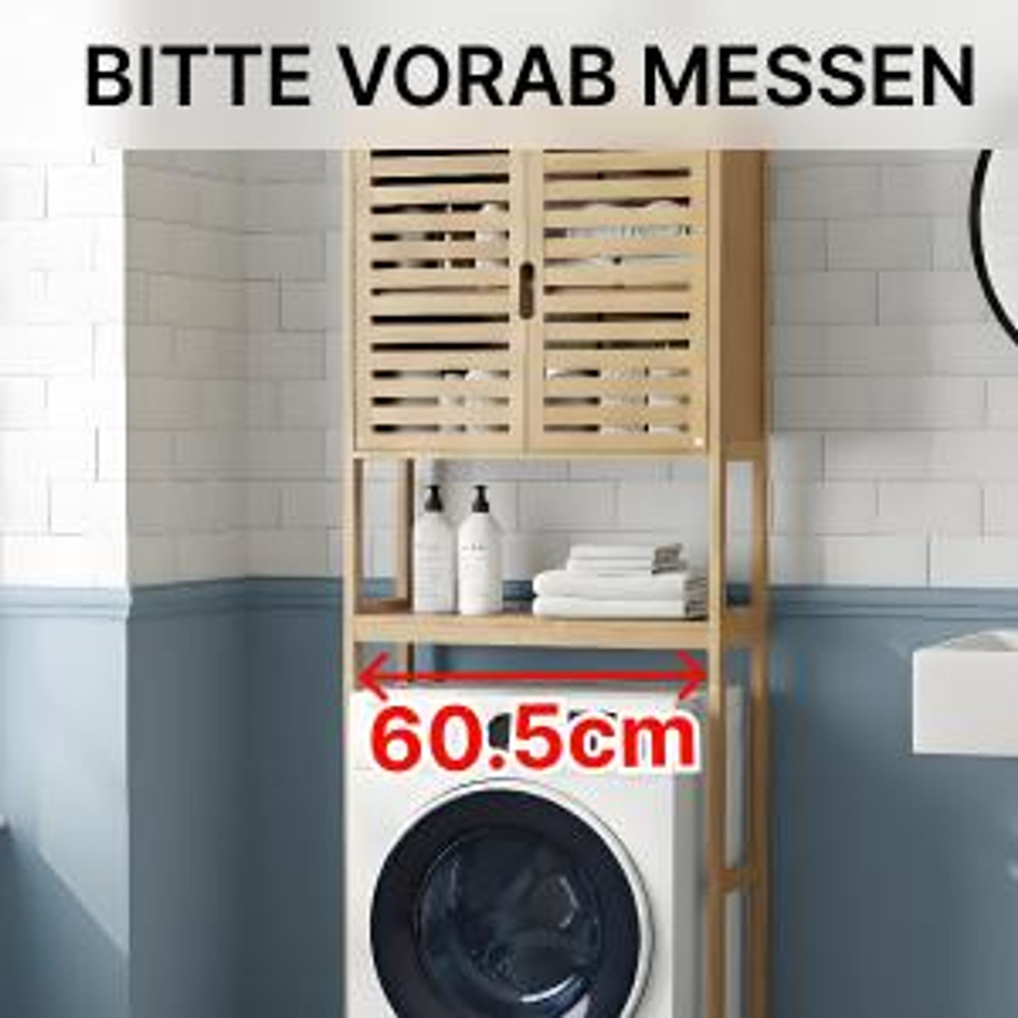MinteLiv Waschmaschinenschrank Bambus - Platzsparendes Toilettenregal & Badregal