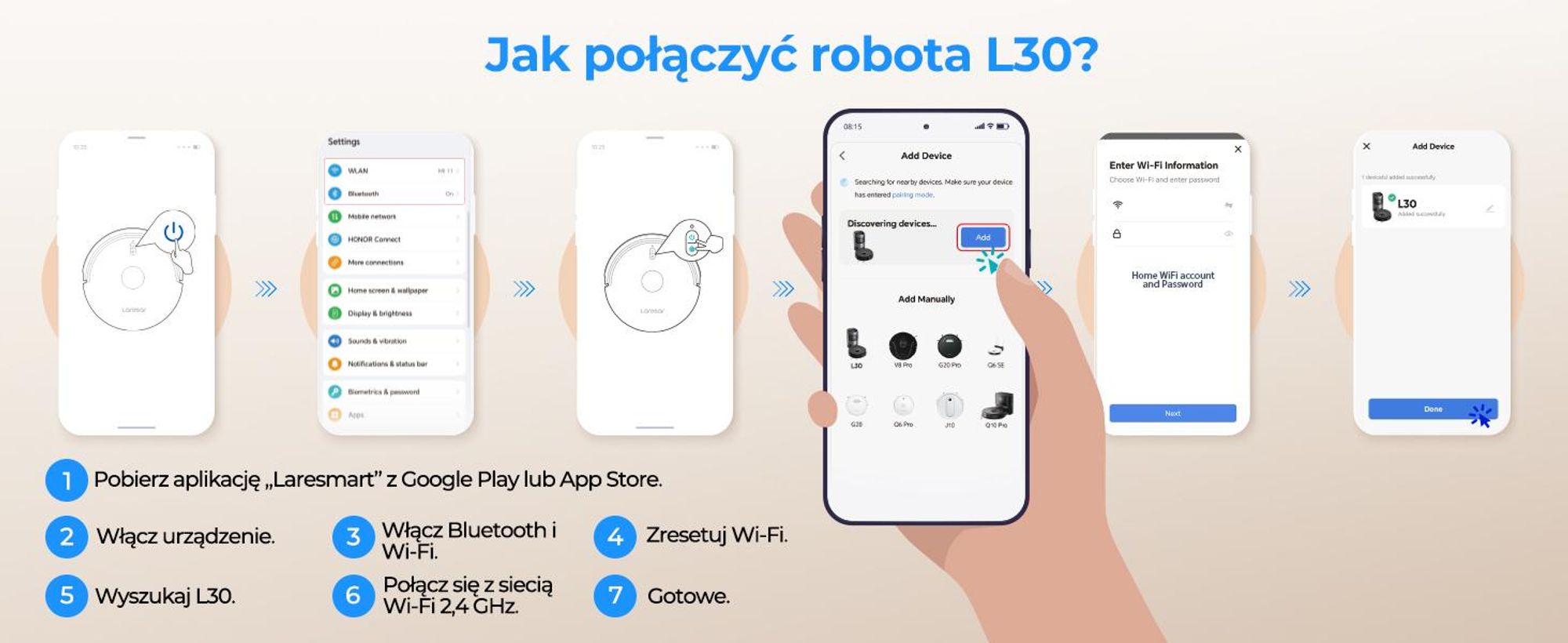 Robot odkurzający Laresar z nawigacją laserową, robot odkurzający o mocy 10 000 Pa, zamiatanie, odkurzanie i mycie – 4 w 1, model L30+