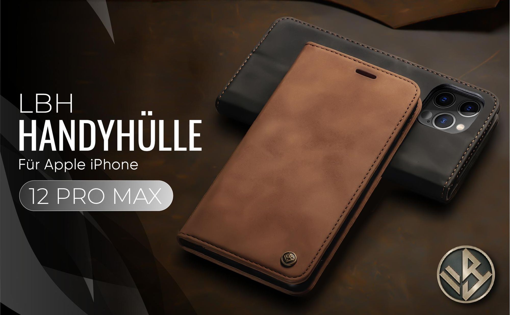 Hochwertige Klapphülle für Apple iPhone 12 Pro Max im klassischen Design