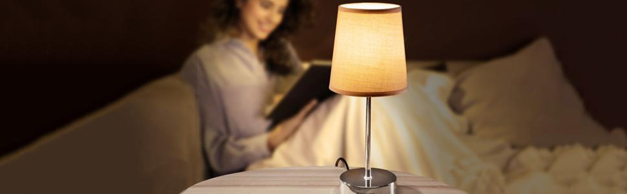 MONZANA Nachttischlampe 2er Set, Tischlampe mit Kabel, 32 cm Taupe