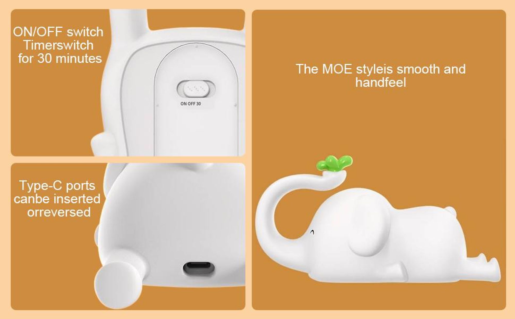 Nachtlicht Kinder,Elefant Nachtlicht Baby Stilllicht Dimmbar,Silikon Touch Nachttischlampe Kinder Mit Timer,USB Aufladbare,Baby Geschenk Junge Mädchen