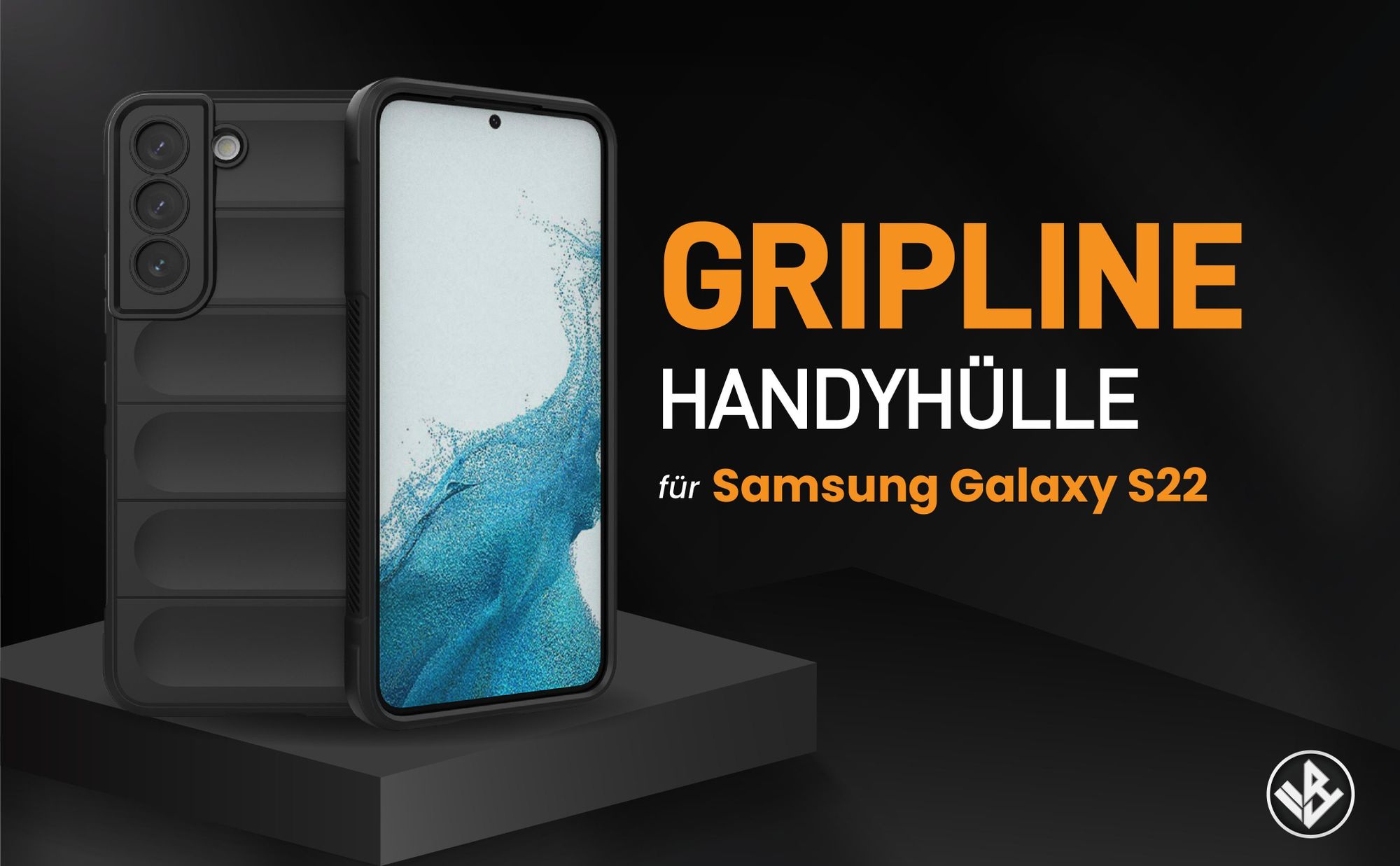 Schwarze ergonomische Grip Schutzhülle für das Samsung Galaxy S22