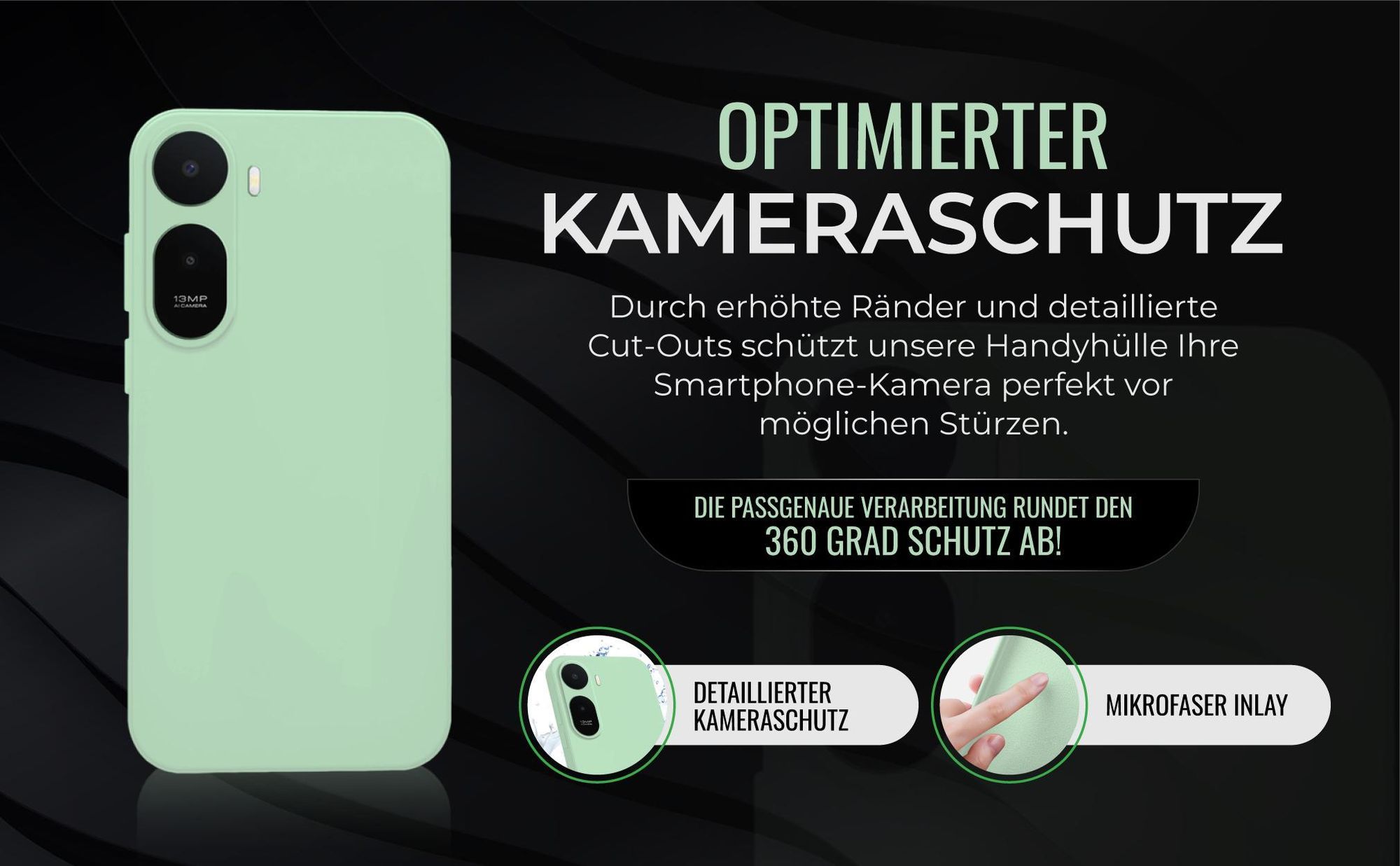 Handyhülle in Türkis für Xiaomi Redmi A7 Pro in detailliertem Kamera Cutout