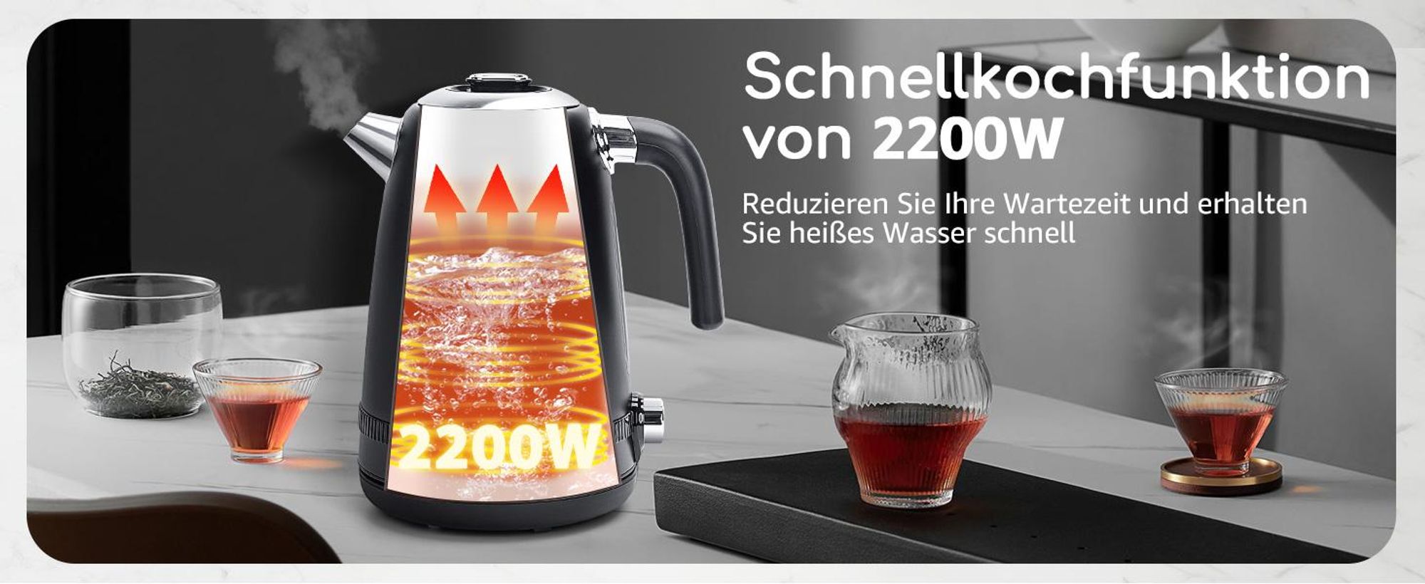 Aigostar - Digitaler Edelstahl Wasserkocher mit Temperatureinstellung 40-100 Grad