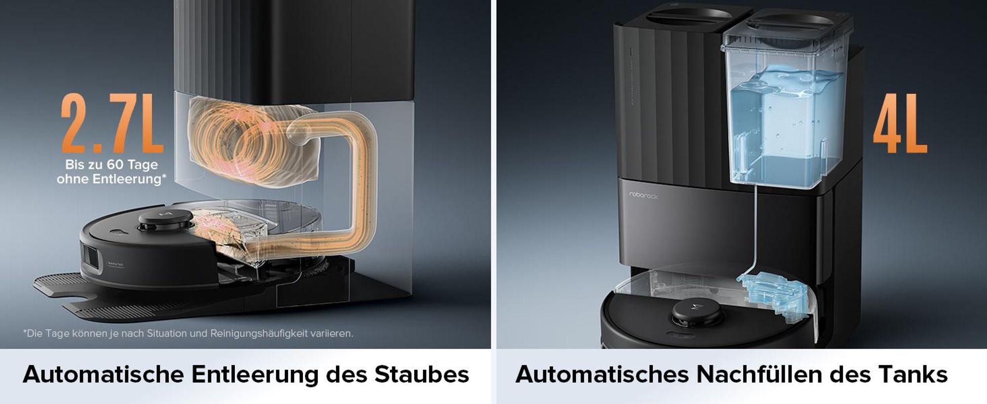 Roborock Qrevo Edge S5A Staubsauger Roboter 18.500 Pa(Upgrade von Qrevo Master) Dual Anti-Tangle, inkl. 1L Bodenreiniger, FlexiArm Design,Schwarz