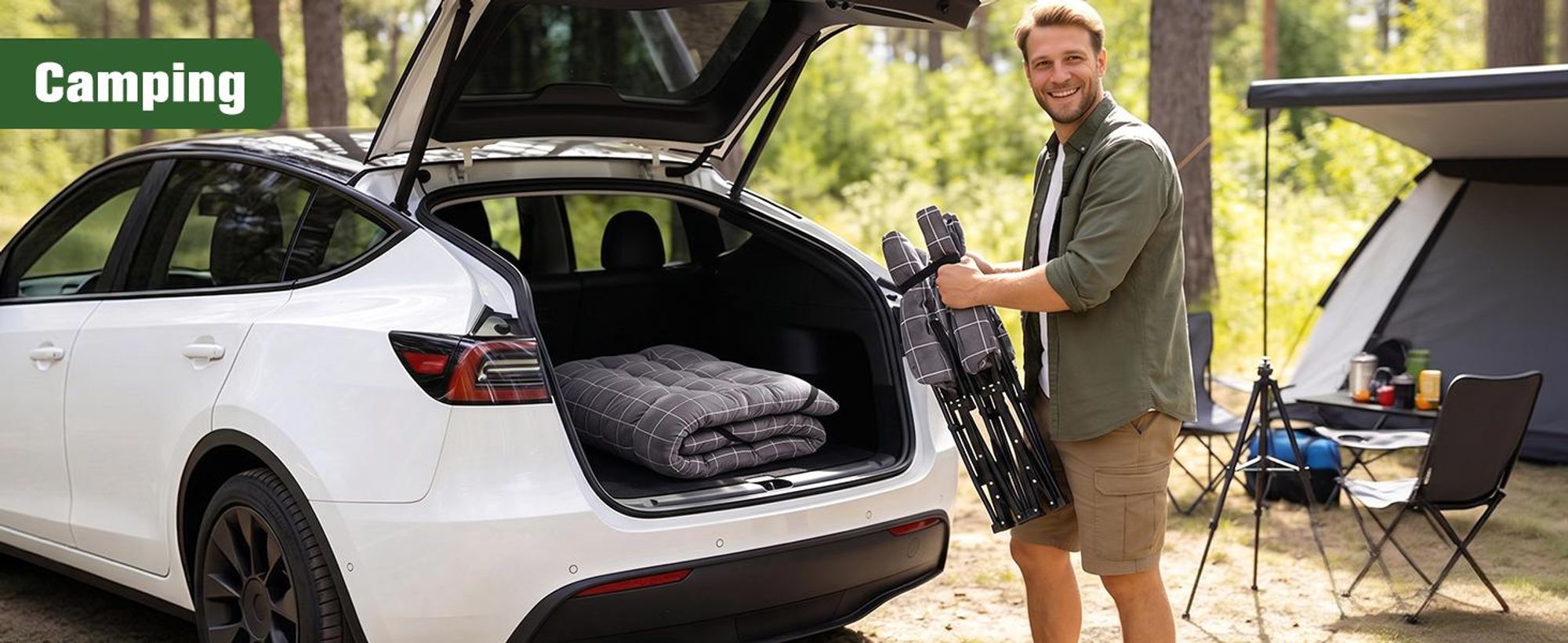 Sekey Tragbares Feldbett mit Matratze, Feldbett Klappbett Tragfähigkeit 200KG Campingbett für Indoor, Outdoor, Camping und Reisen, Blau-Kariert