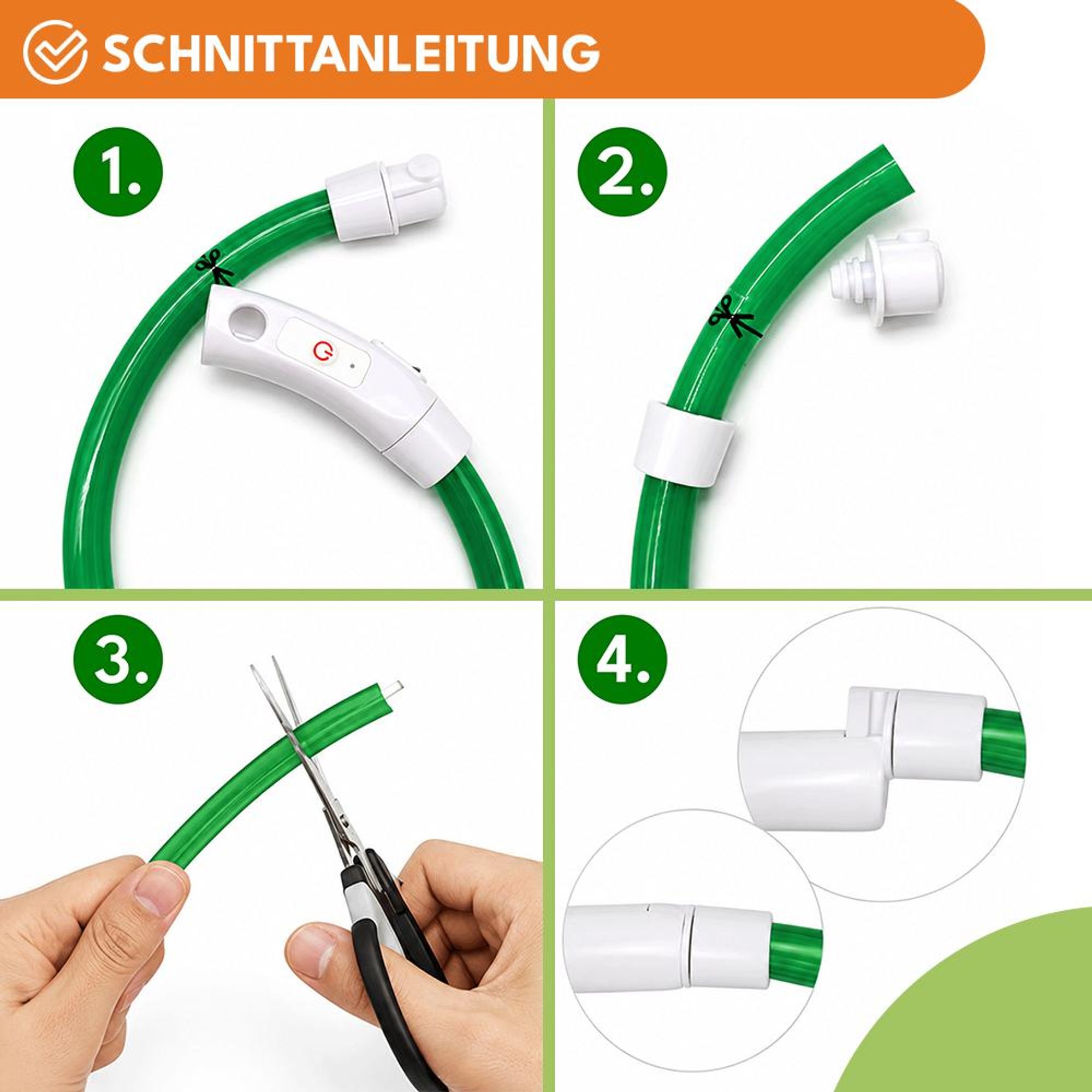 KRUMAD LED Hundehalsband Grün 70 cm, USB aufladbares Leuchthalsband für Hunde, 3 Lichtmodi, verstellbar, bis 6h Leuchtdauer