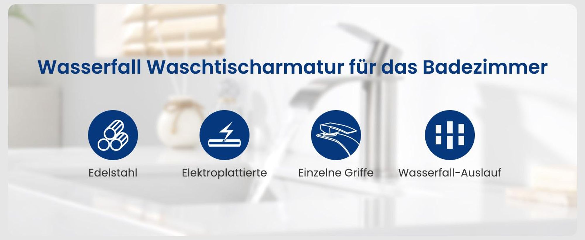 Wasserfall Waschtischarmatur, 304 Edelstahl Gebürstet, Bleifrei Kalt Warm, Cecipa, Badarmatur Mischbatterie, Wasserhahn Bad, Waschbeckenarmatur Silber