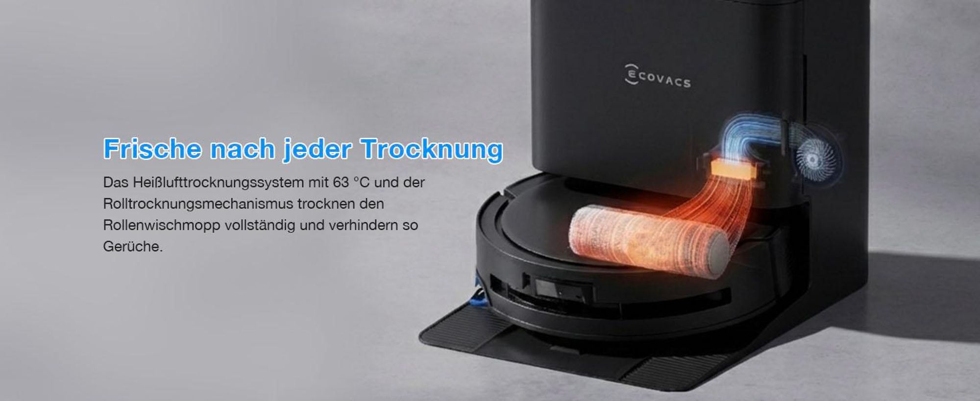 ECOVACS DEEBOT T80S Omni 24.800 Pa Saugroboter mit 2pcs Original-Reinigungslösung, Staubsauger Roboter mit Wischfunktion, Heißlufttrocknung, Schwarz