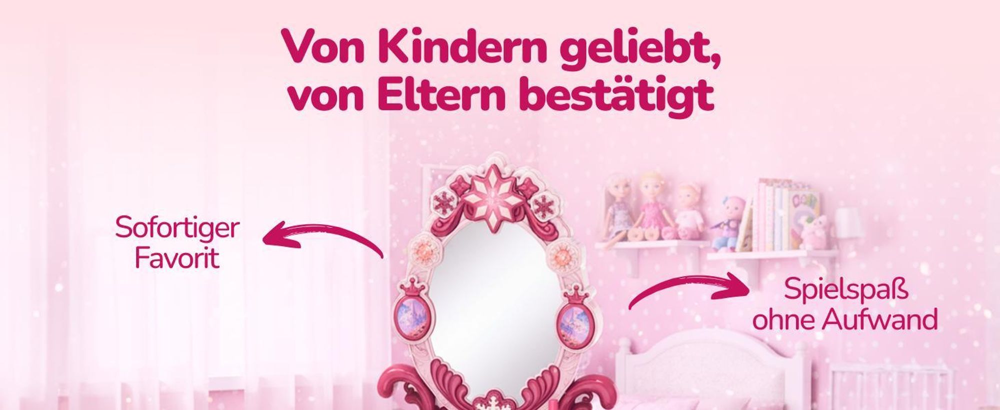 Kinderplay Schminktisch Kinder mit Licht und Sound – Frisiertisch mit Hocker, Spiegel und 32 Zubehörteilen – Kosmetiktisch Spielzeug für Mädchen ab 3
