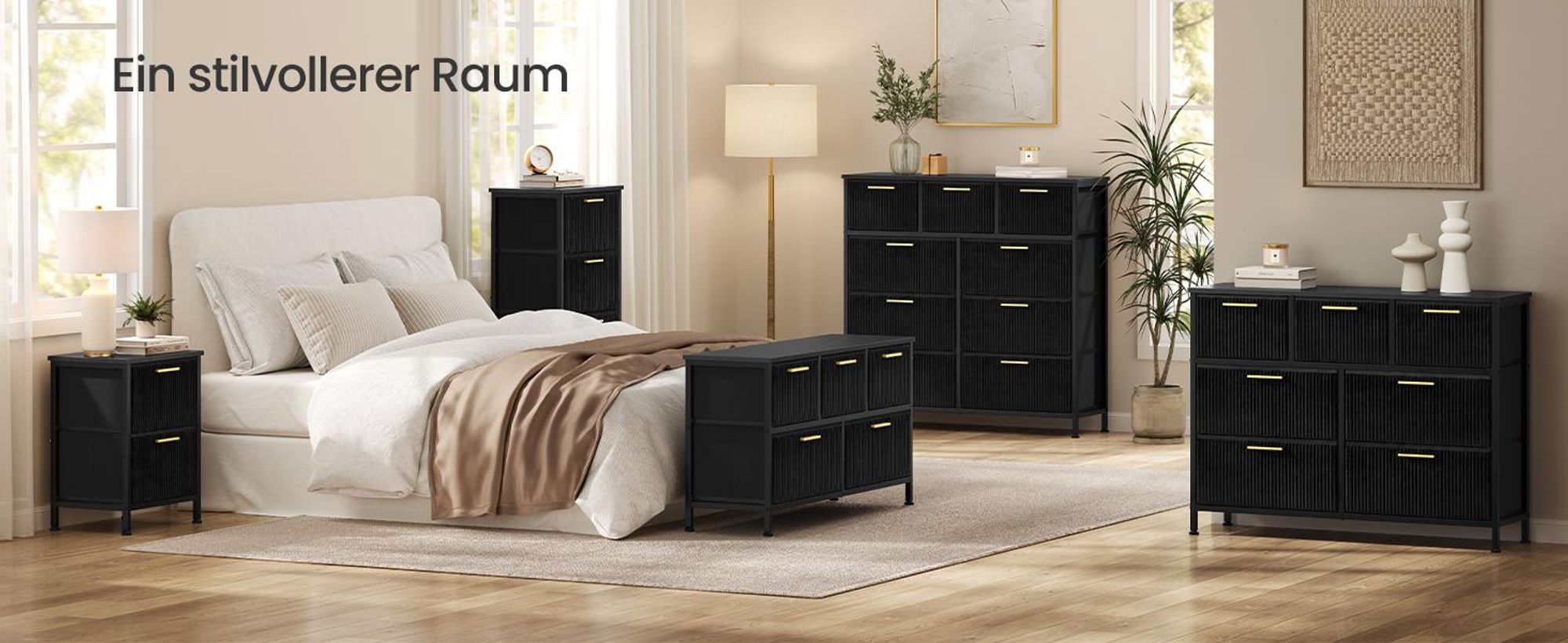 SONGMICS Kommode mit 9 Schubladen, 98,7 x 30 x 96,2 cm, Tintenschwarz