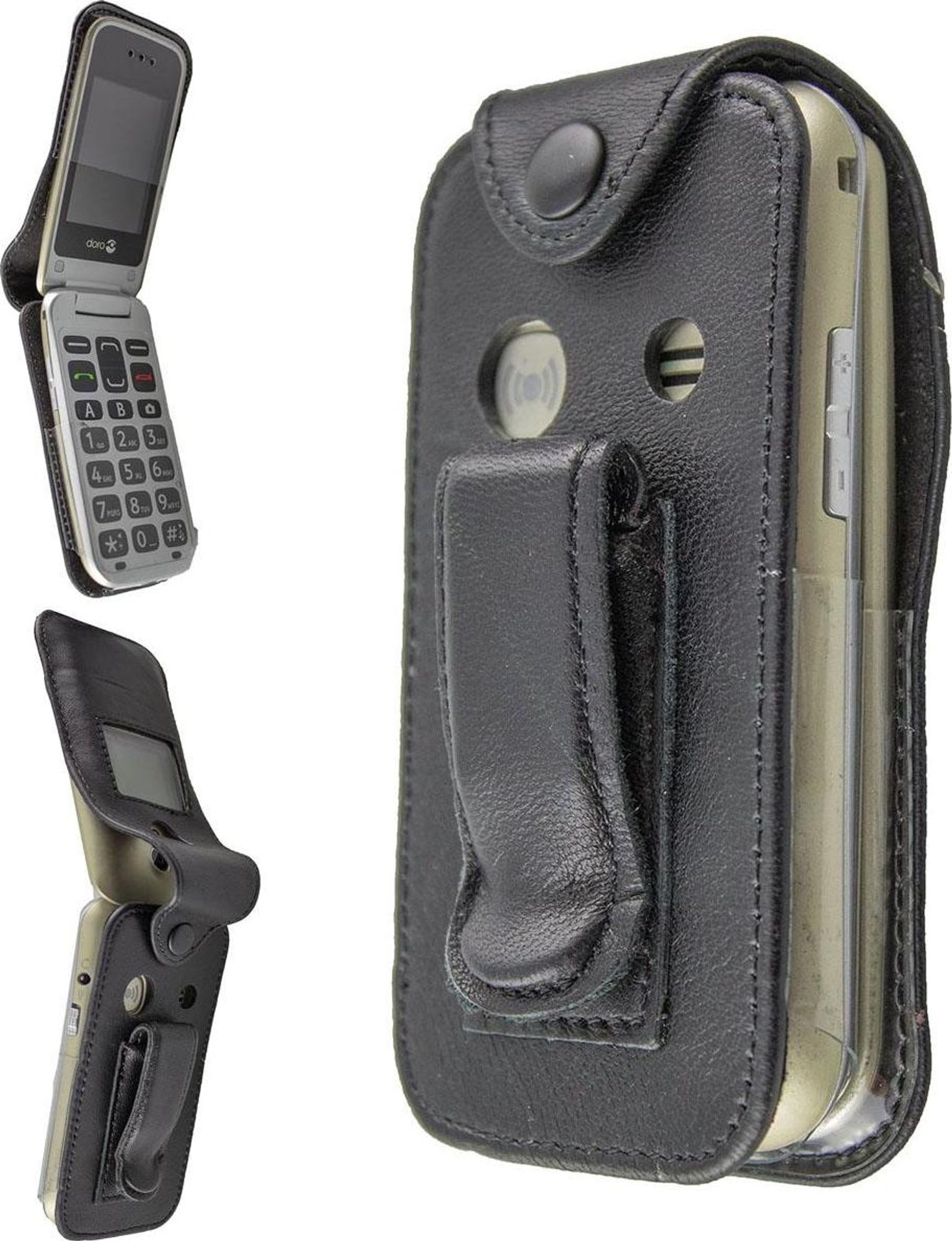 caseroxx Ledertasche mit Gürtelclip kompatibel mit Doro 2424 aus Echtleder, Tasche mit Gürtelclip und Sichtfenster  Bild 4