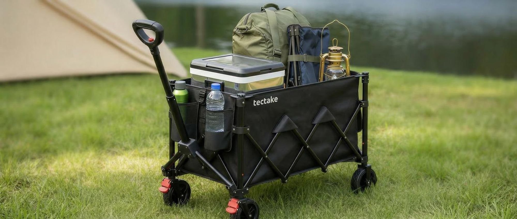 tectake® Bollerwagen RollRider inklusive Einlegeboden, Belastbarkeit 100 kg