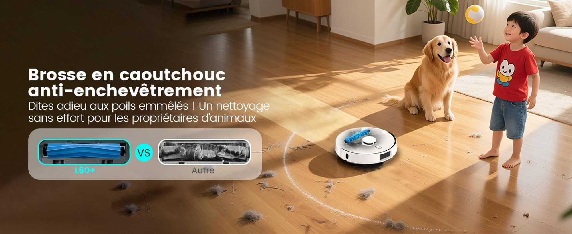 Robot aspirateur AIRROBO L60+ avec fonction de lavage, vidage automatique du bac à poussière, navigation LiDAR, 12 000 Pa, adapté aux tapis et aux poils d'animaux