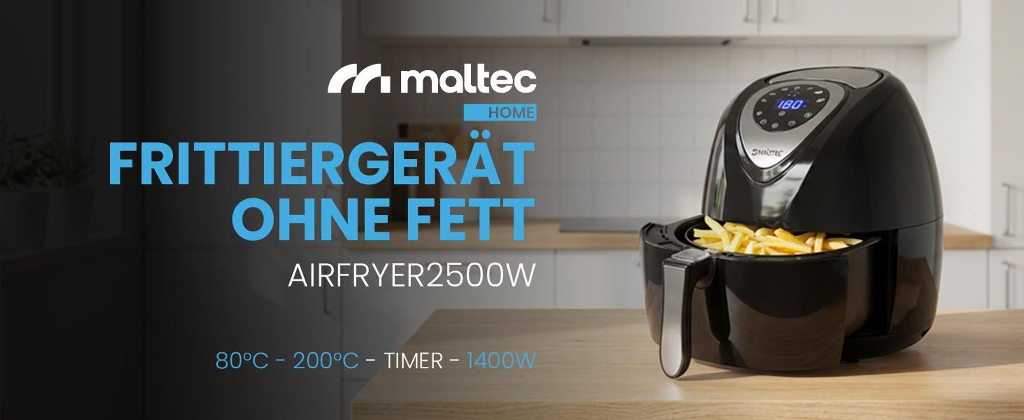 Moderne Heißluftfritteuse AirFrayer mit LCD und spülmaschinenfest