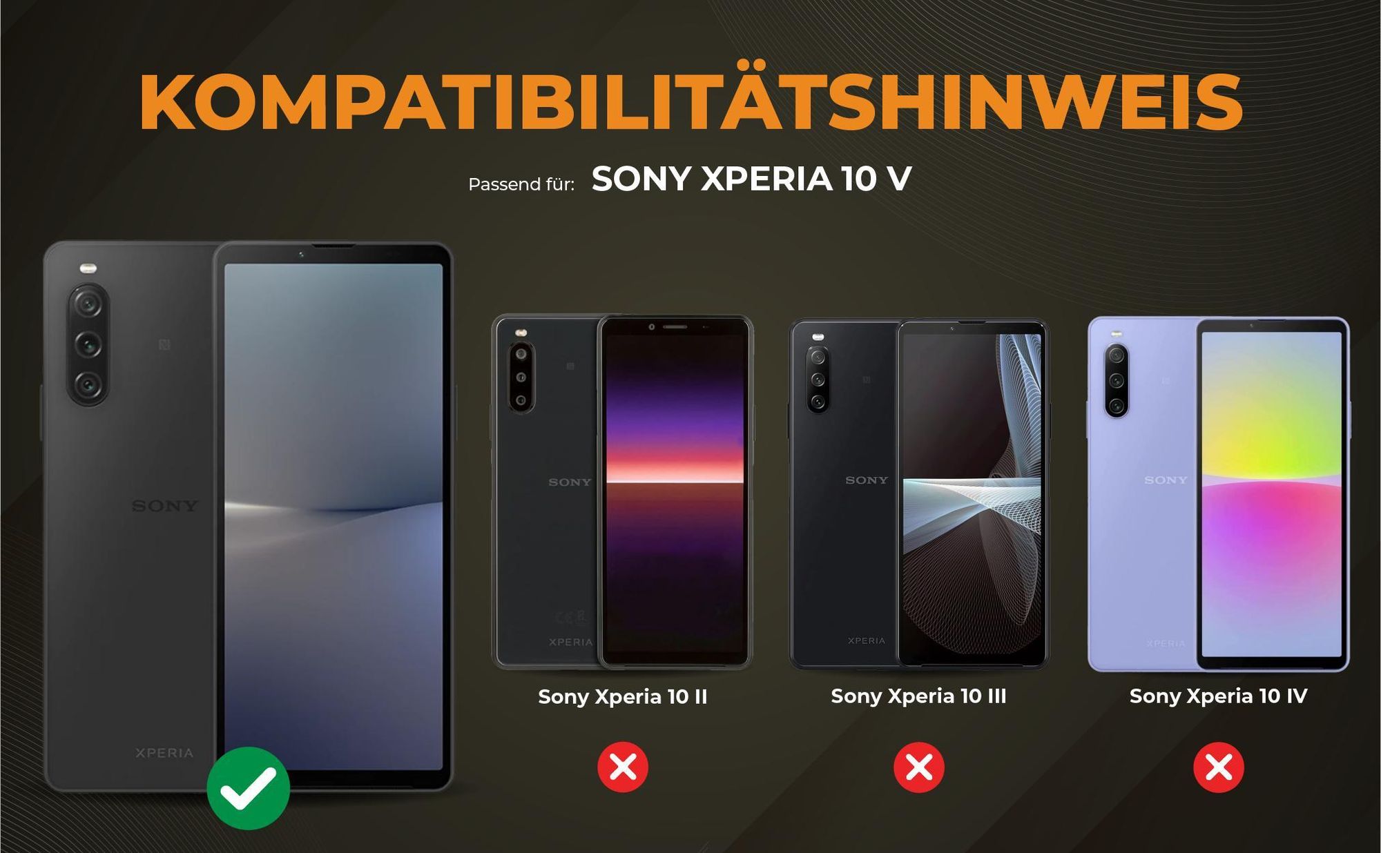 Kompatibilitätshinweise Hülle für Sony Xperia 10 V