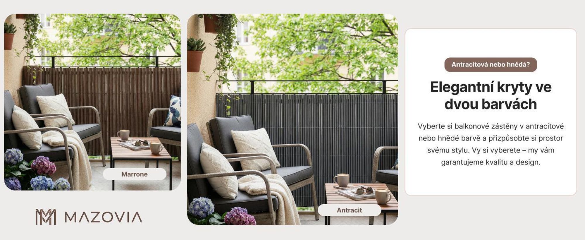 Zástěna Balkon, Terasu, Zahradu, PVC, Mazovia 100x300 cm Hnědá, Odolná Proti Větru, Povětrnostním Vlivům a UV Záření, Zástěnová Rohož Jako Bambus