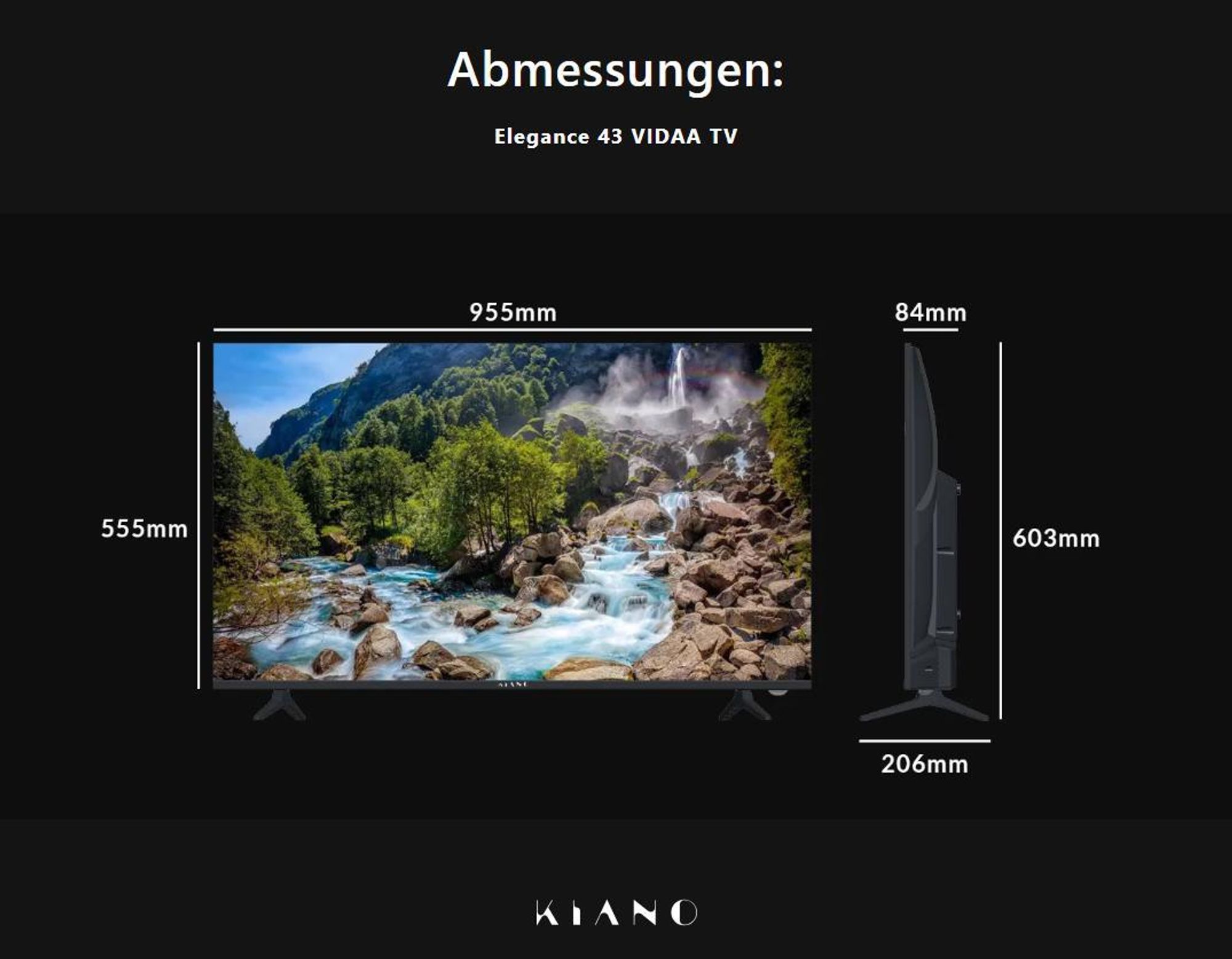 Kiano | Fernseher - 43 Zoll - Smart TV - HD 43" - LED - 4K UHD - 3840 x 2160px - VIDAA - WiFi - Miracast - PVR-Recorder - Tuner DVB-T2/S2