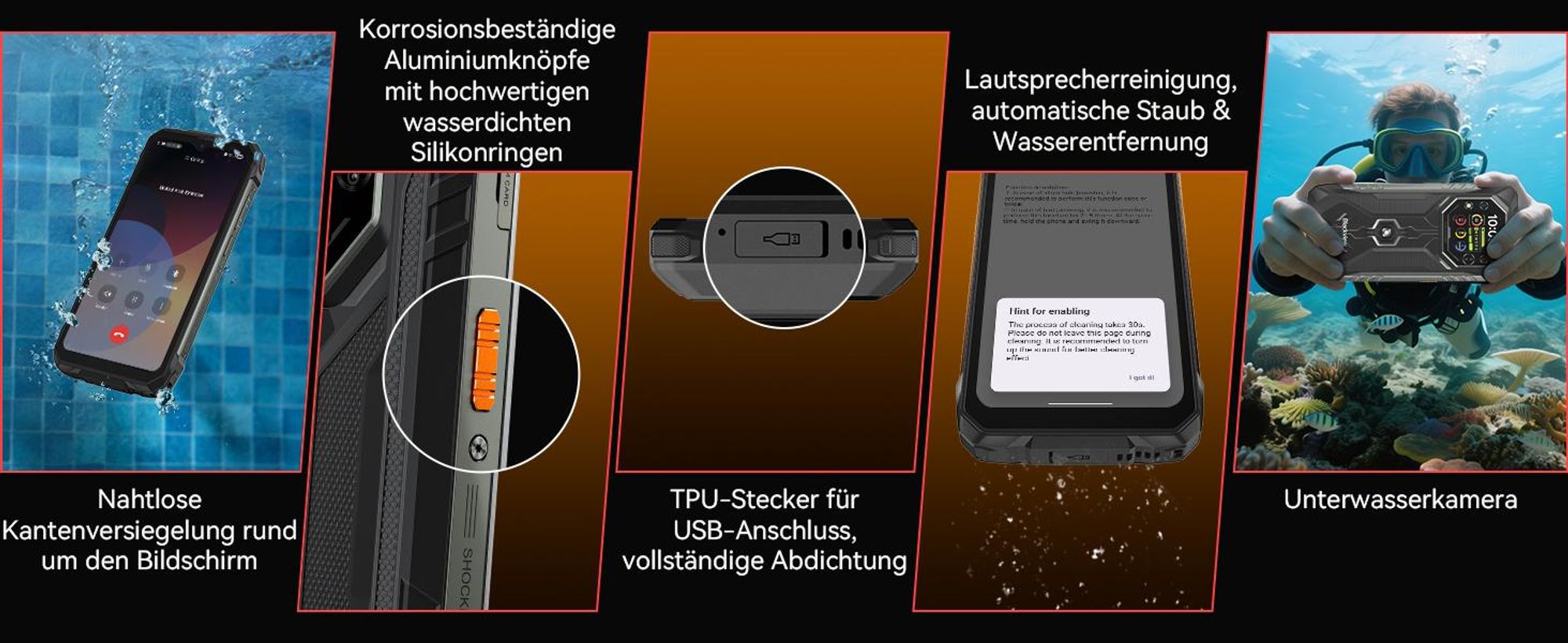 Blackview ROCK 1 Militärisches Outdoor-Smartphone mit Dual-Display Smartphone Android 16, Helio G81, 15000mHA, 33W Schnellladung, Face ID