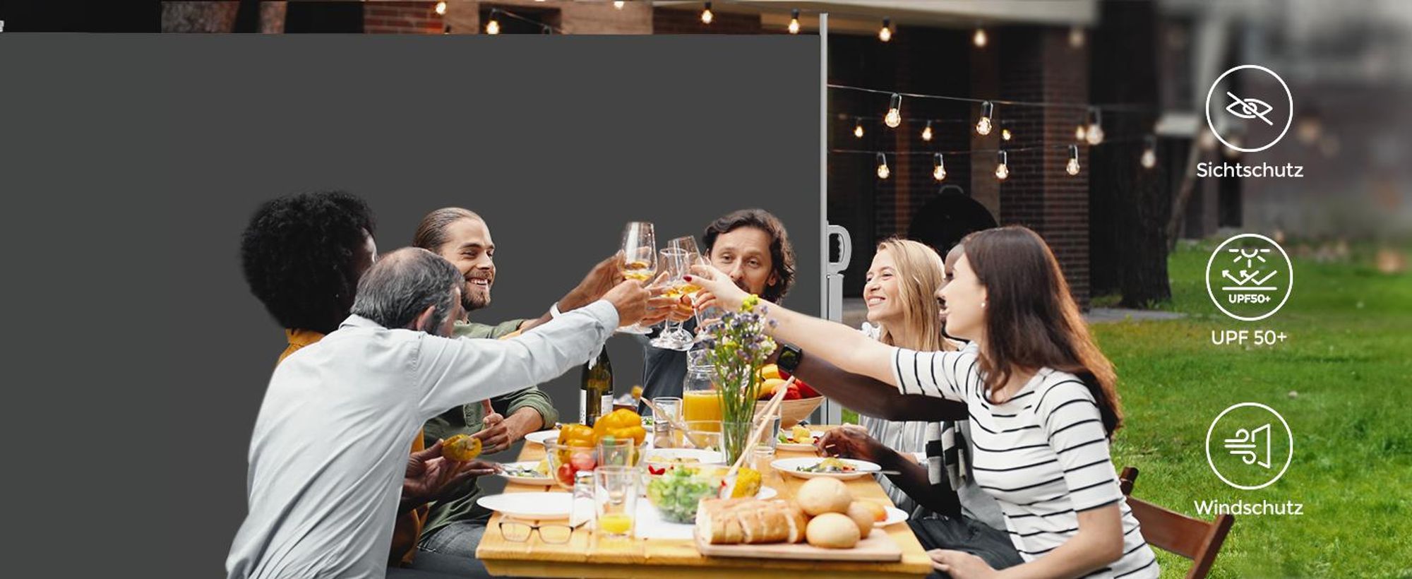 SONGMICS Seitenmarkise, Sichtschutz, 180 x 300 cm, ausziehbar，Markise, aus 220 g/m² Polyester,Blickdicht, Seitenrollo, für Balkon, Terrasse, Garten, anthrazit GSA180TG