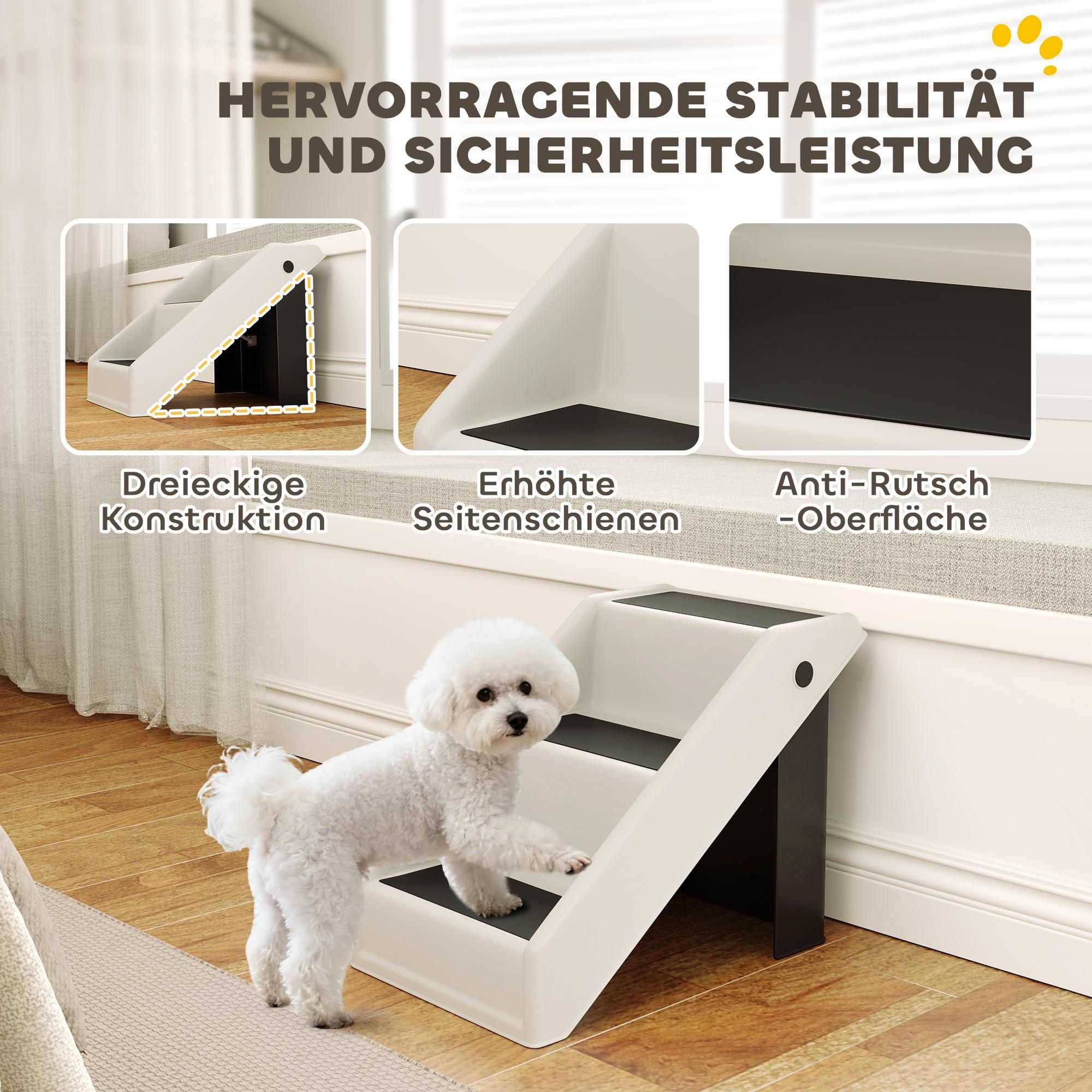 Haustiertreppe Kunststoff cremeweiß
