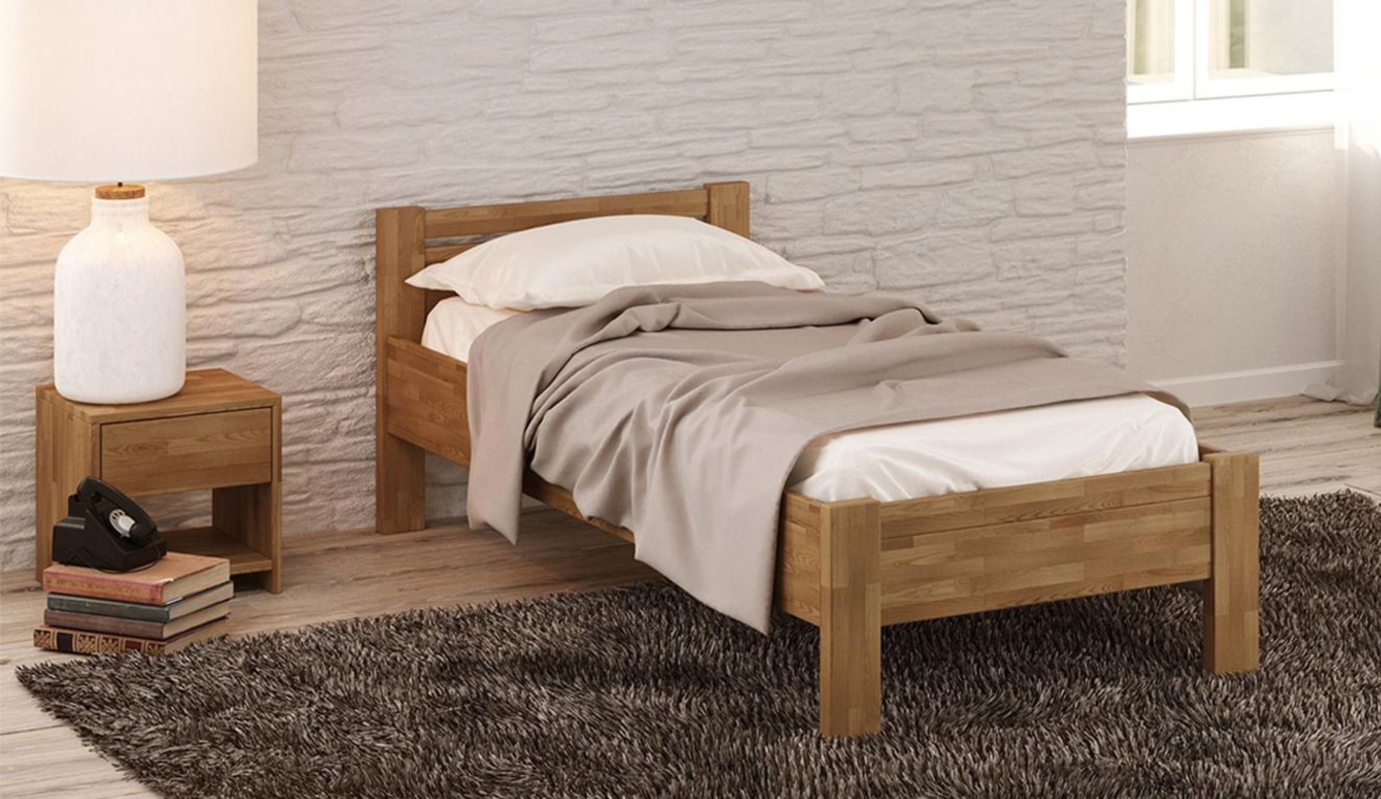 Krok Wood Seniorenbett SiSi aus Massivholz in Eiche (90 x 200 cm)
