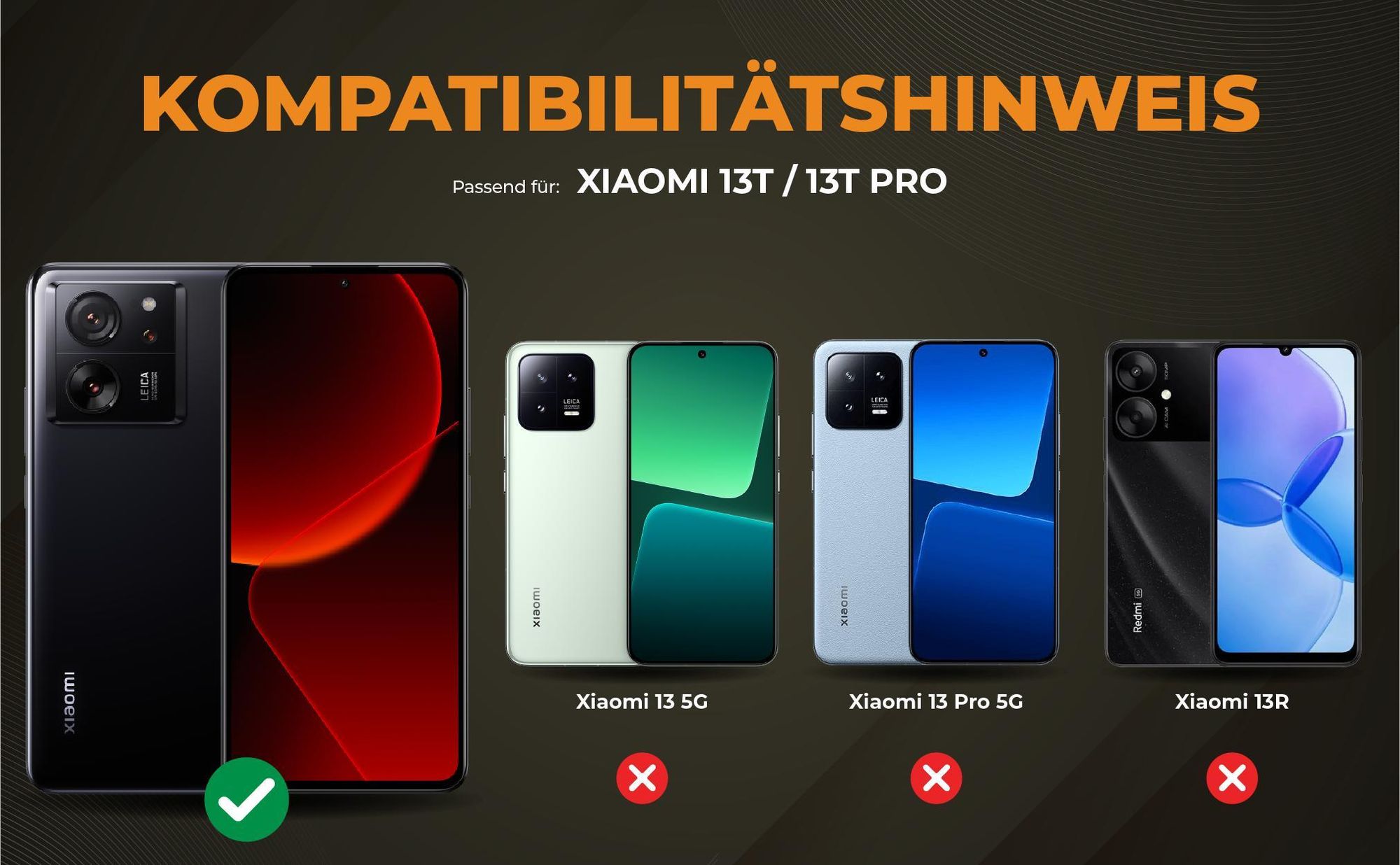 Kompatibilitätshinweise Hülle für Xiaomi 13T / Xiaomi 13T Pro