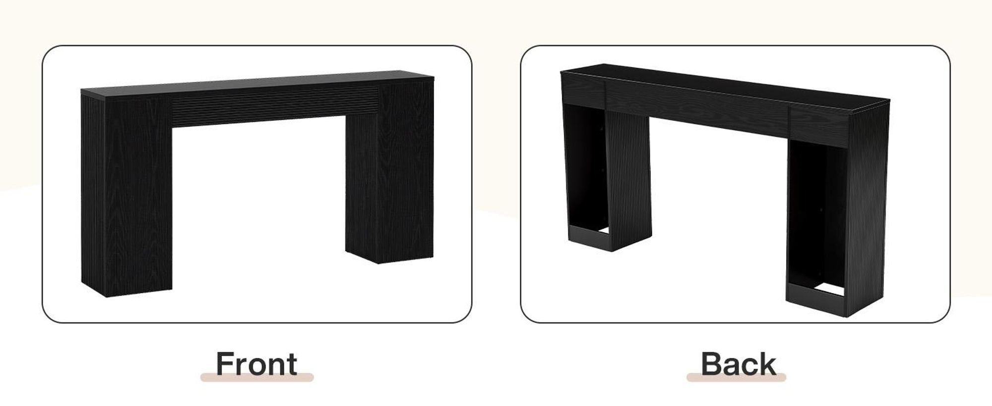 Konsolentisch 160 cm Beistelltisch mit geriffelter Eingangstisch,  Sofatisch hinter dem Sofa, Holztisch, Flurtisch für Wohnzimmer und Foyer